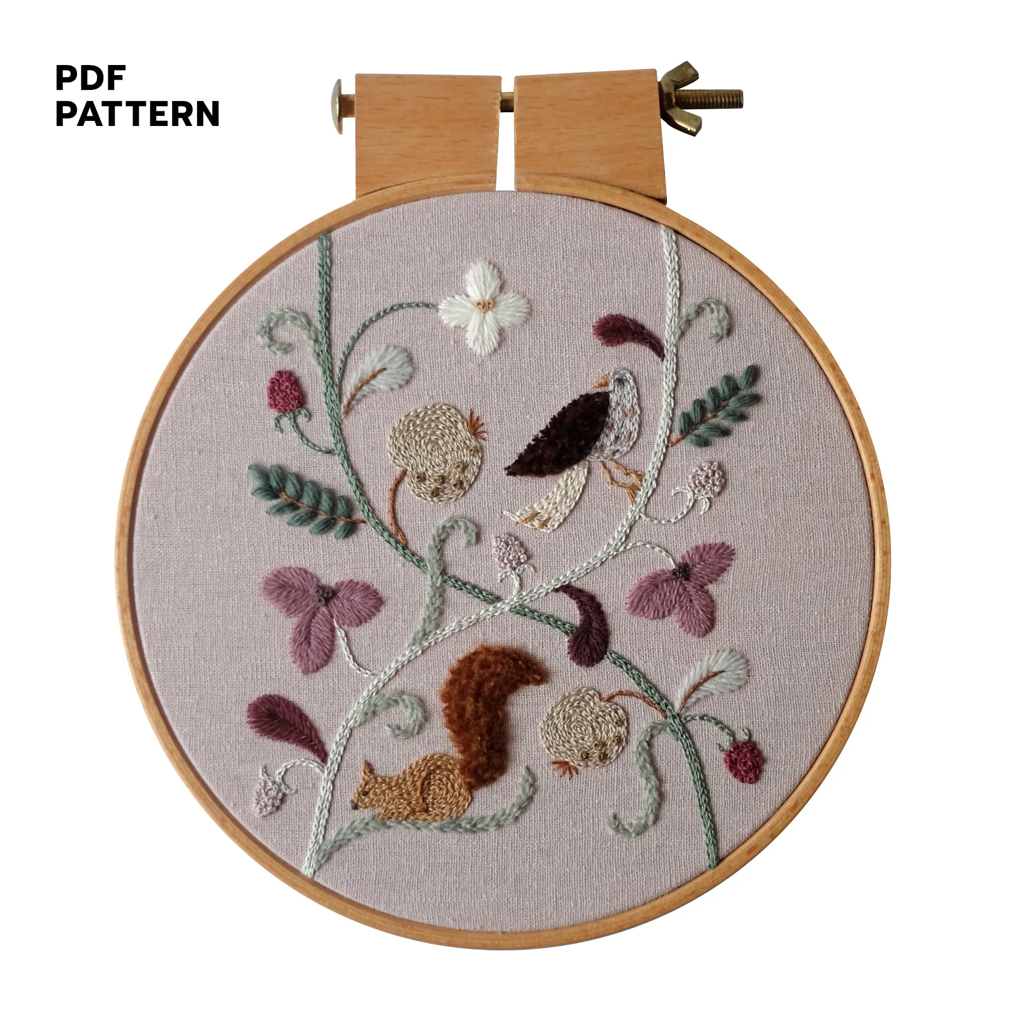 The Bird and the Squirrel in the Garden - PDF Pattern