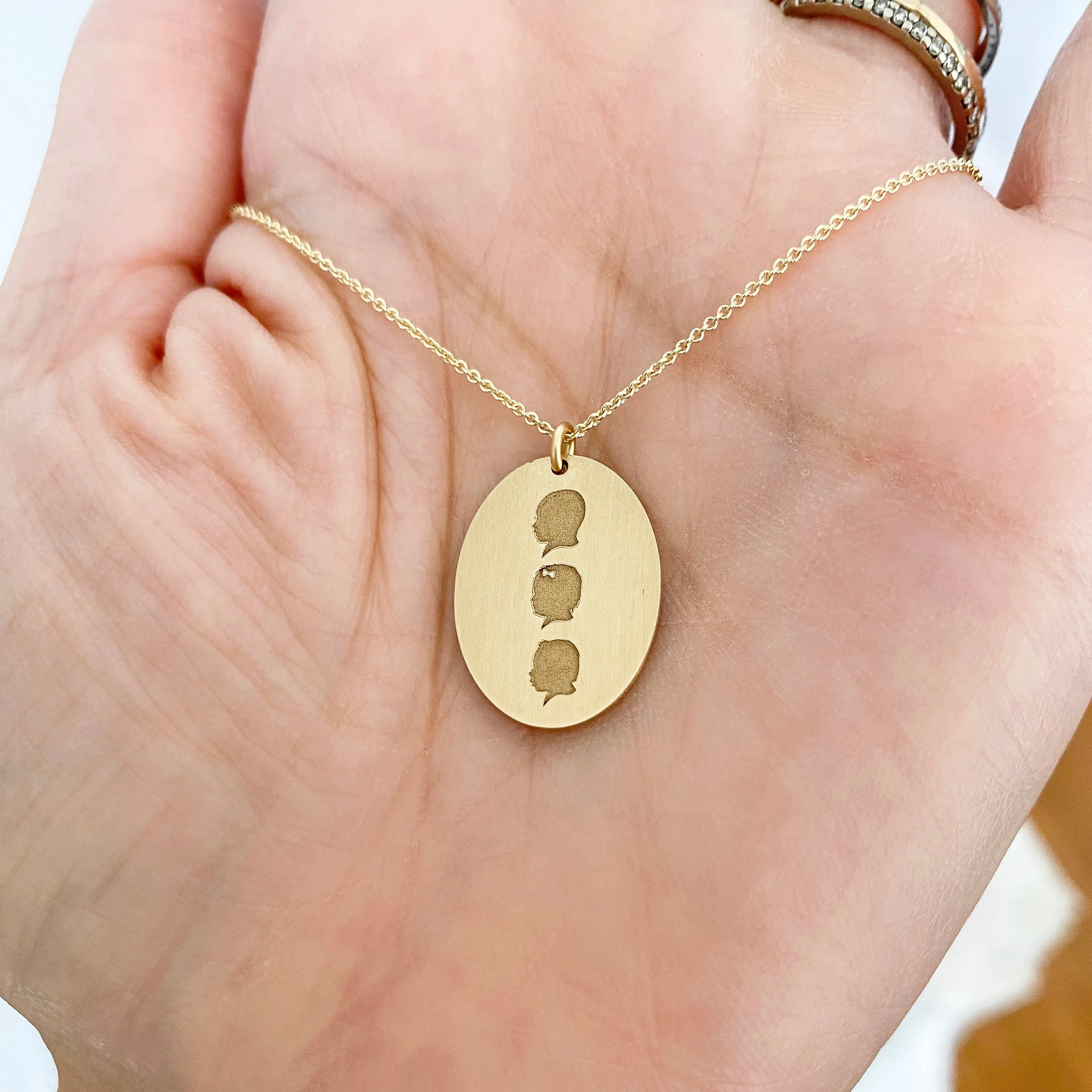 The Family Silhouette Coin Necklace