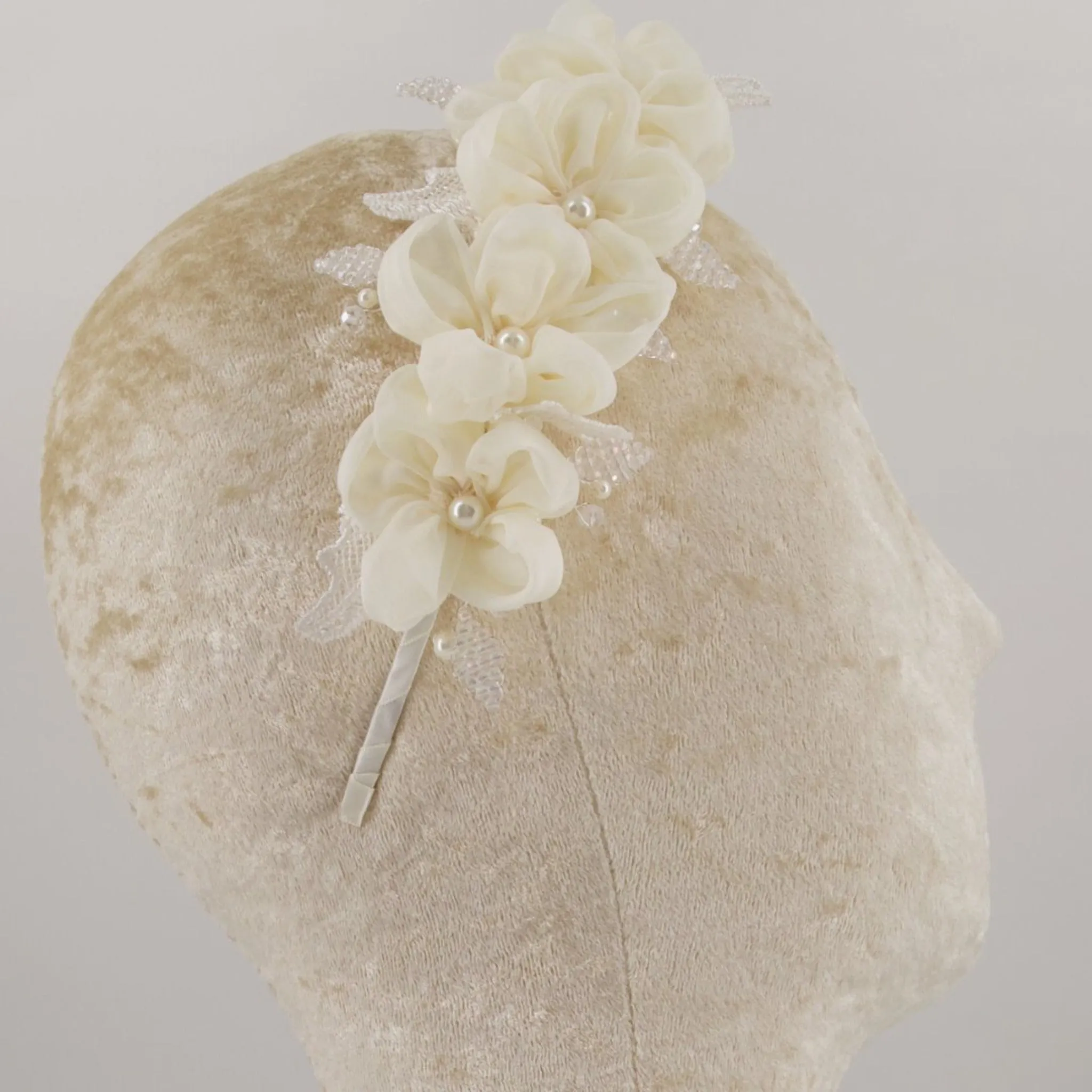 The Mila Flowers with Pearls & Crystals Headband