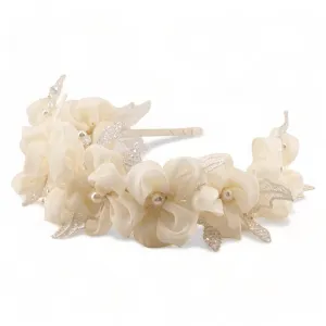 The Mila Flowers with Pearls & Crystals Headband
