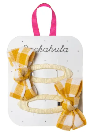 The Retro Check Twisty Bow Clips (Set of 2) - KIDS