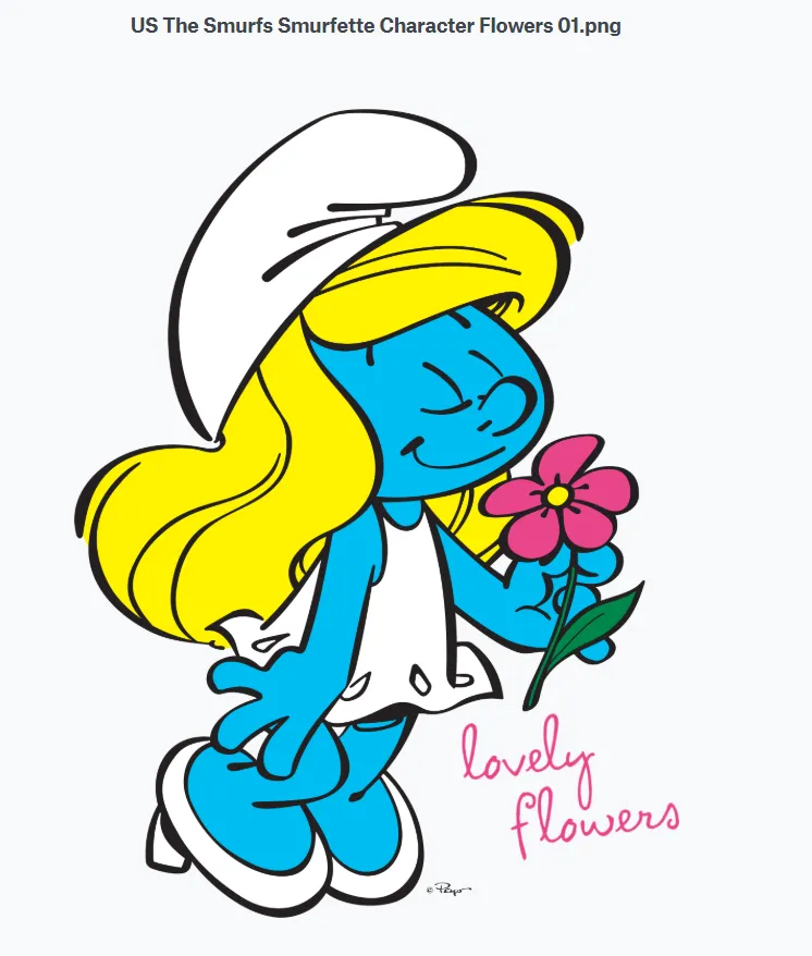 The Smurfs Smurfette Character Flowers Official Women's T-shirt (Blue)
