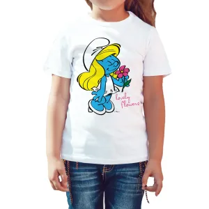 The Smurfs Smurfette Flowers Official Kid's T-Shirt (White)