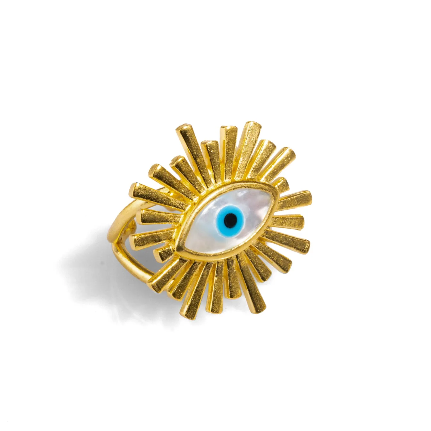 Third Eye Guardian Pearl & Gold Chunky Ring