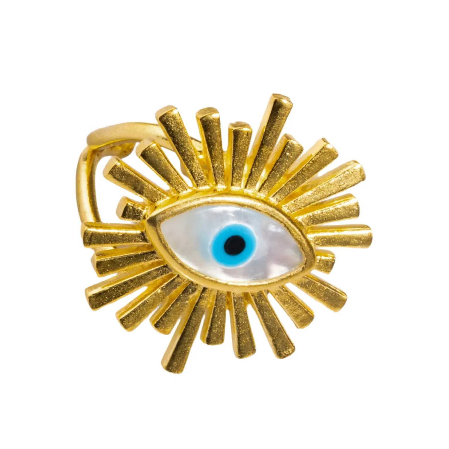 Third Eye Guardian Pearl & Gold Chunky Ring