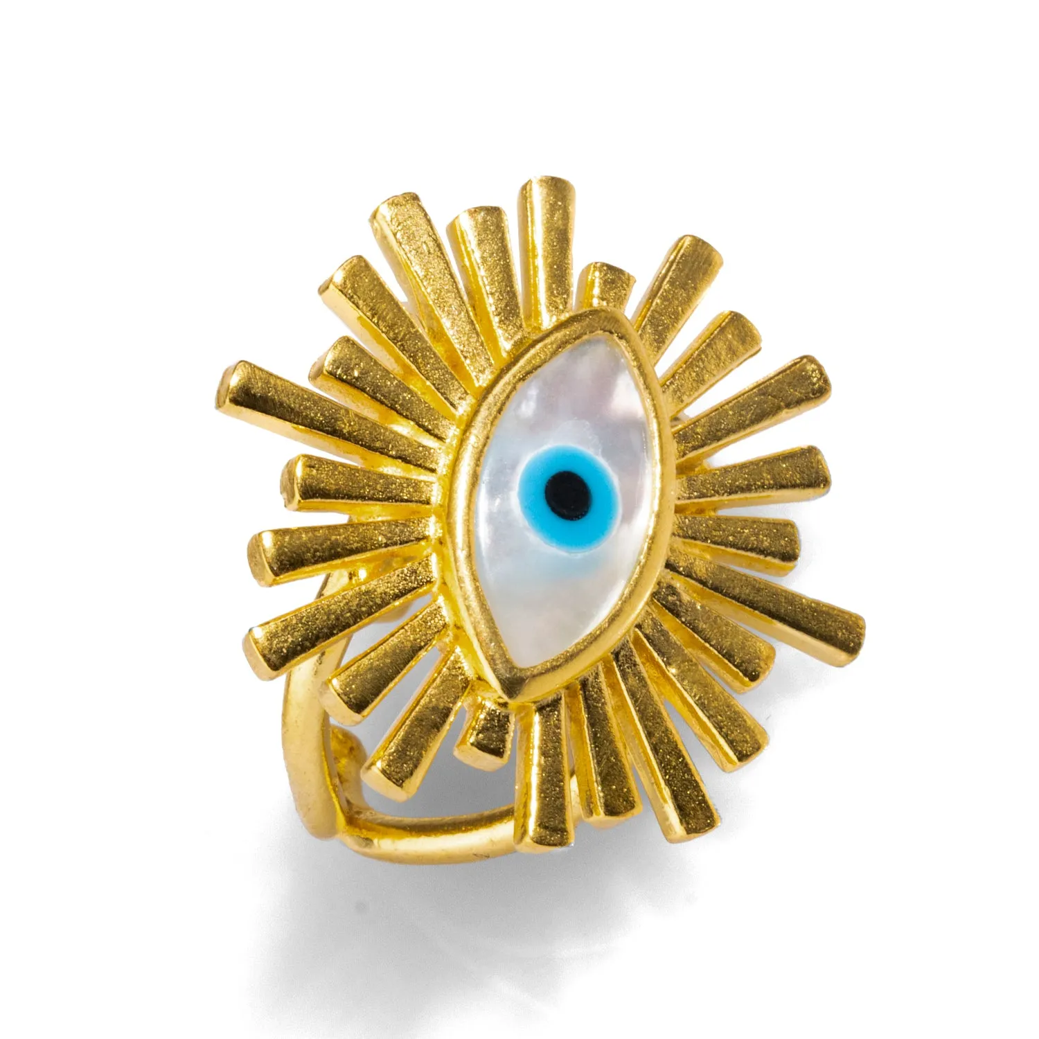 Third Eye Guardian Pearl & Gold Chunky Ring