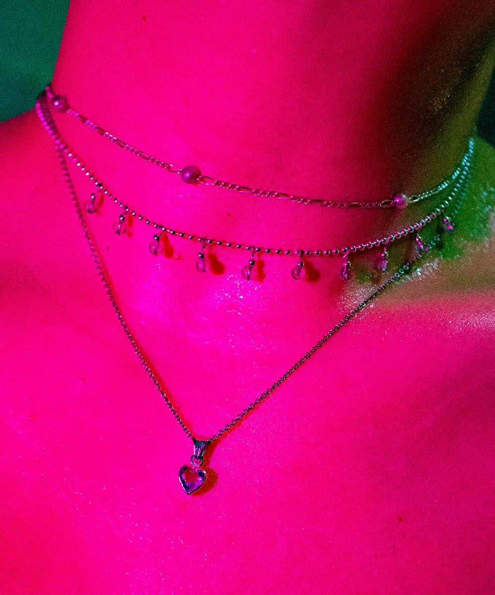 Tiny Beaded Lavender Drop Necklace