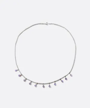 Tiny Beaded Lavender Drop Necklace