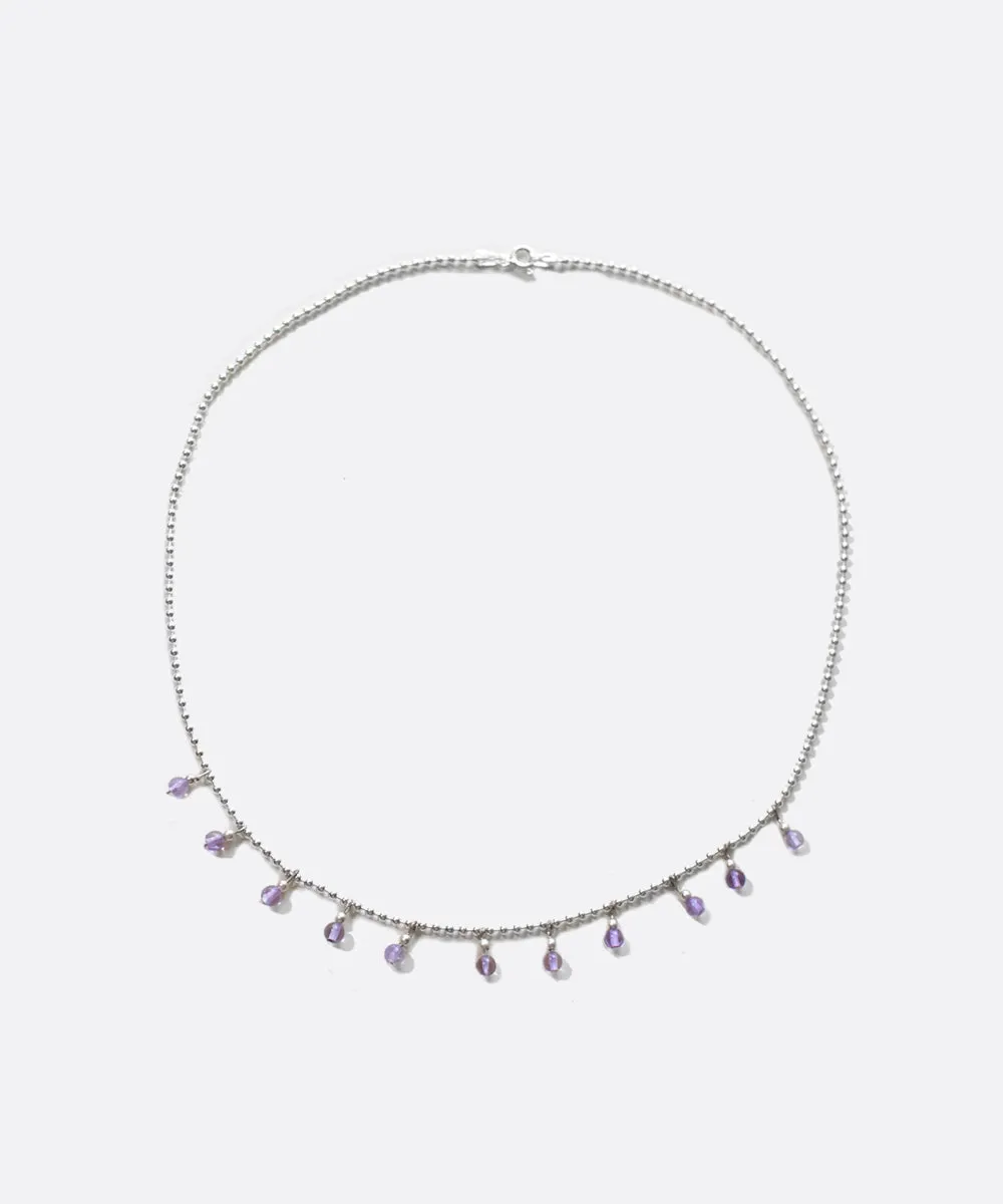 Tiny Beaded Lavender Drop Necklace