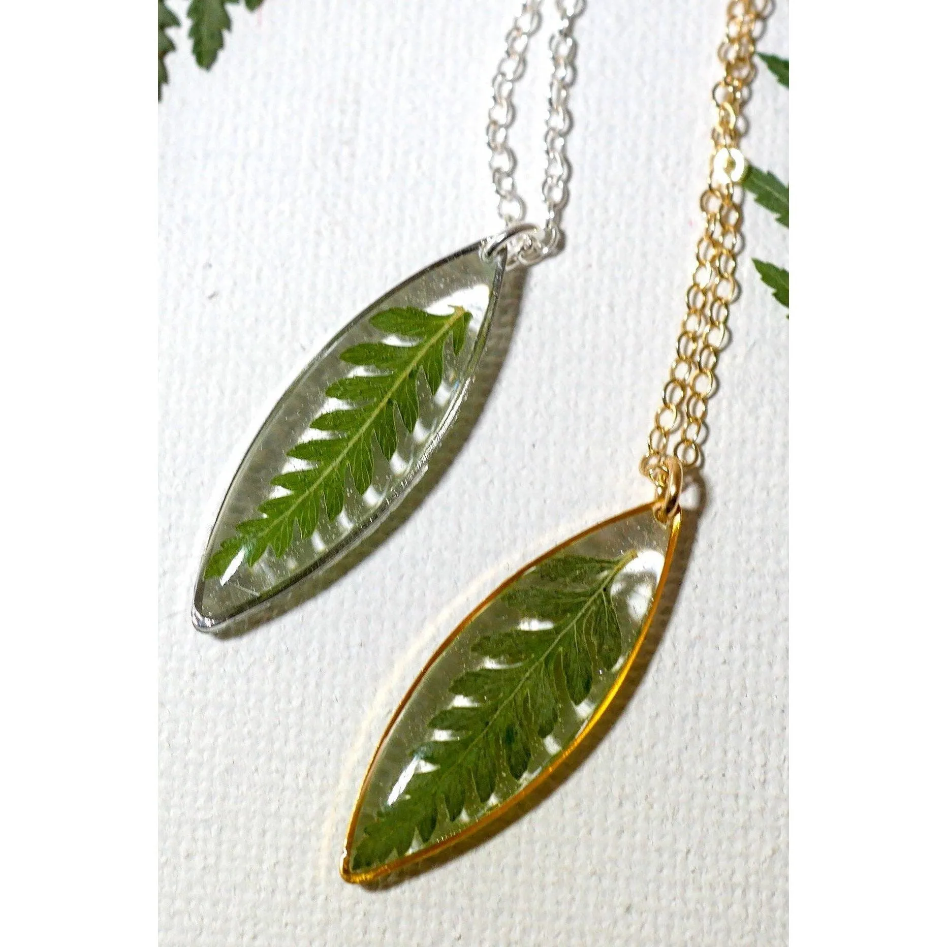 Tiny Fern Marquise Necklace
