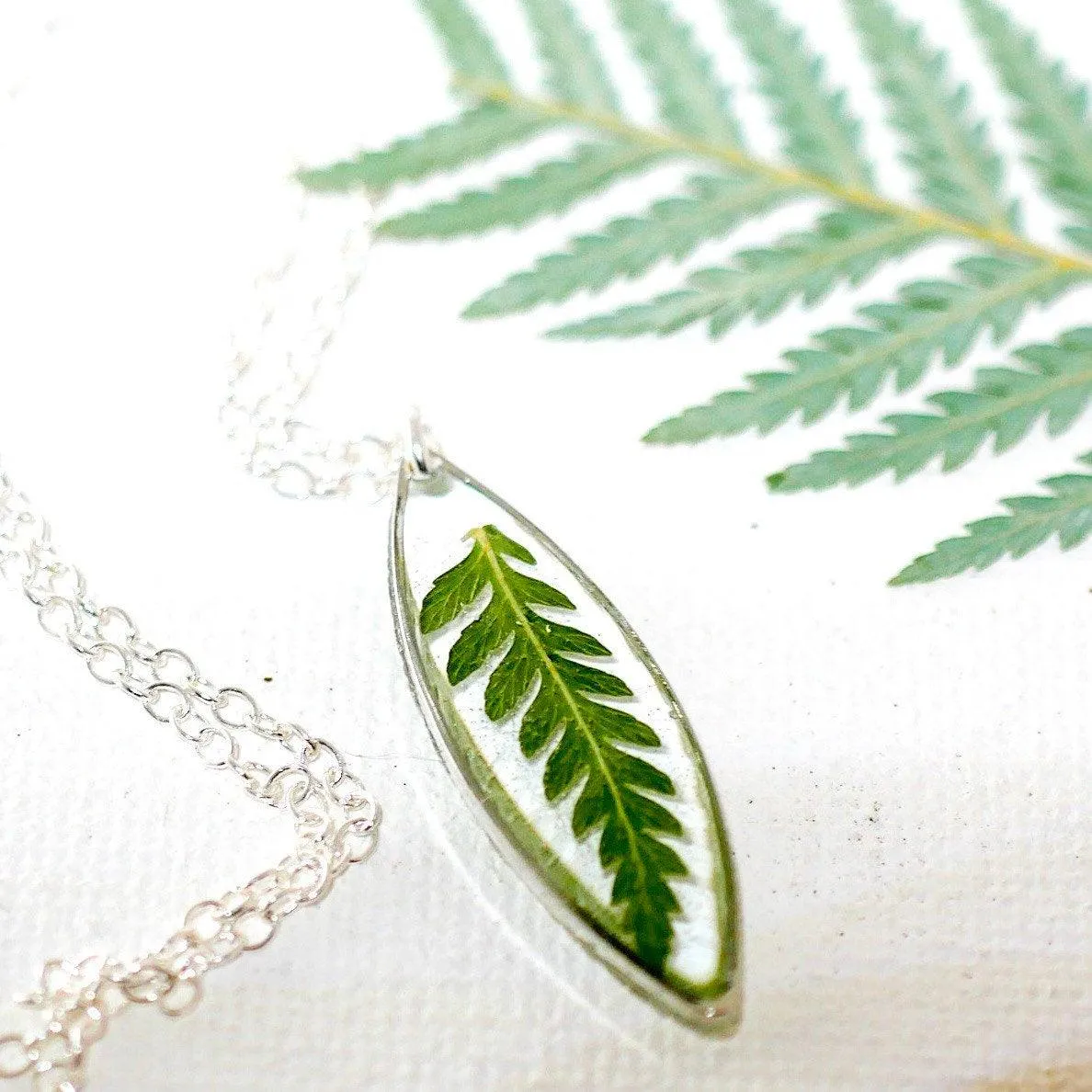 Tiny Fern Marquise Necklace