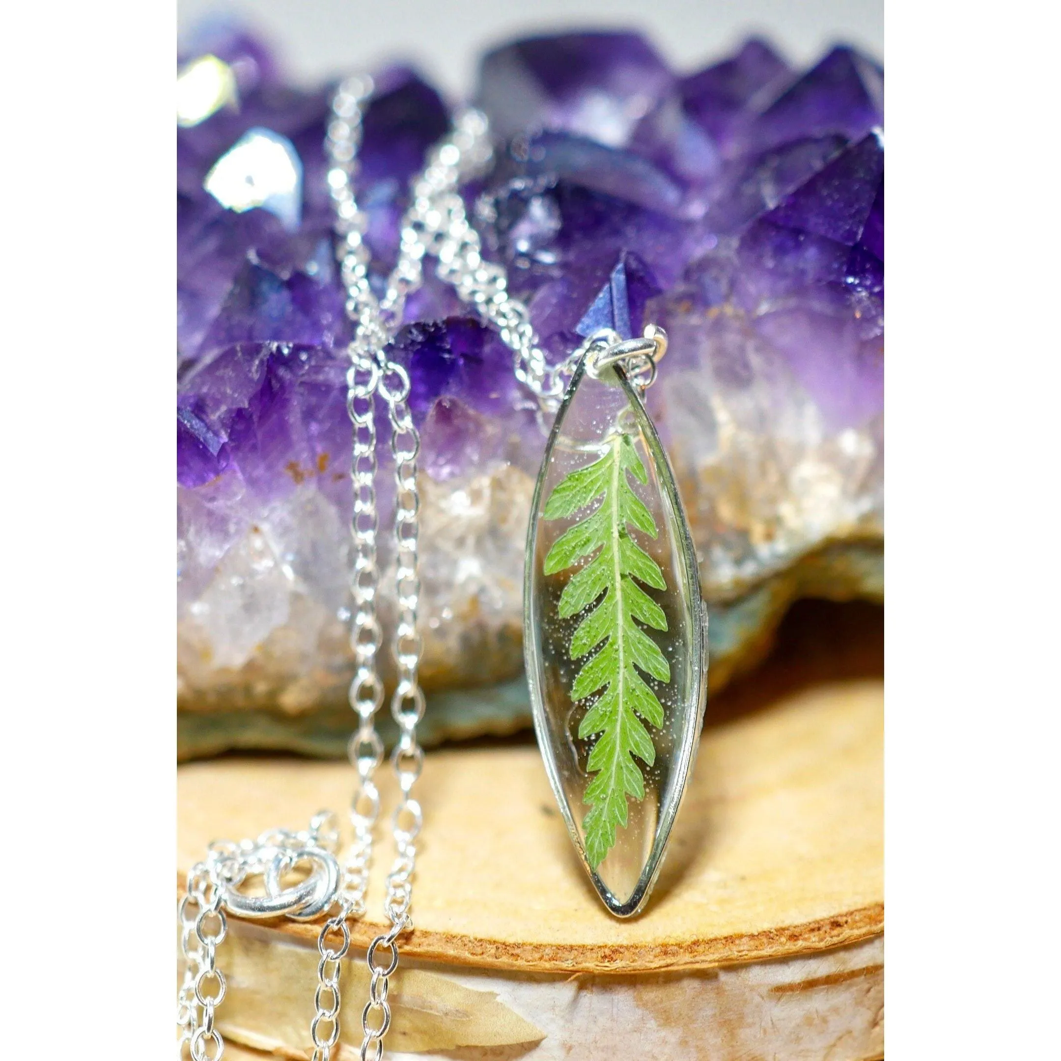 Tiny Fern Marquise Necklace