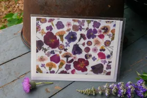Title: Pressed Texas wildflower Greeting Card –PRINT, Blank Inside, Flowers Grown on Our Texas Farm