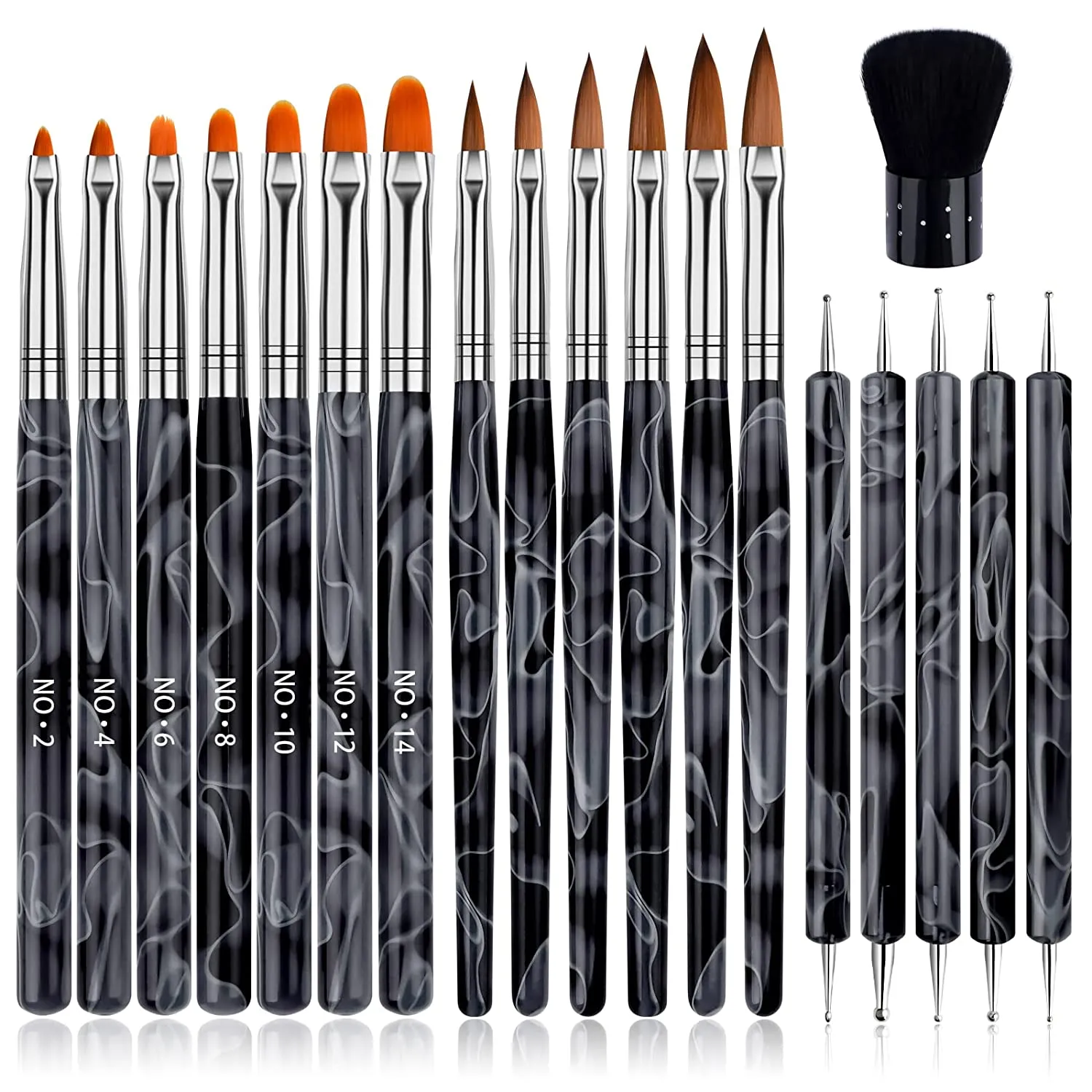 TOROKOM 19 Pcs Nail Art Brushes Acrylic Nail Brush Set for Acrylic Application, UV Gel Nail Polish Brush Nail Art Painting Brush Dotting Tool Nail Dust Remover Brushes for Nail Salon Art Tools(Purple)