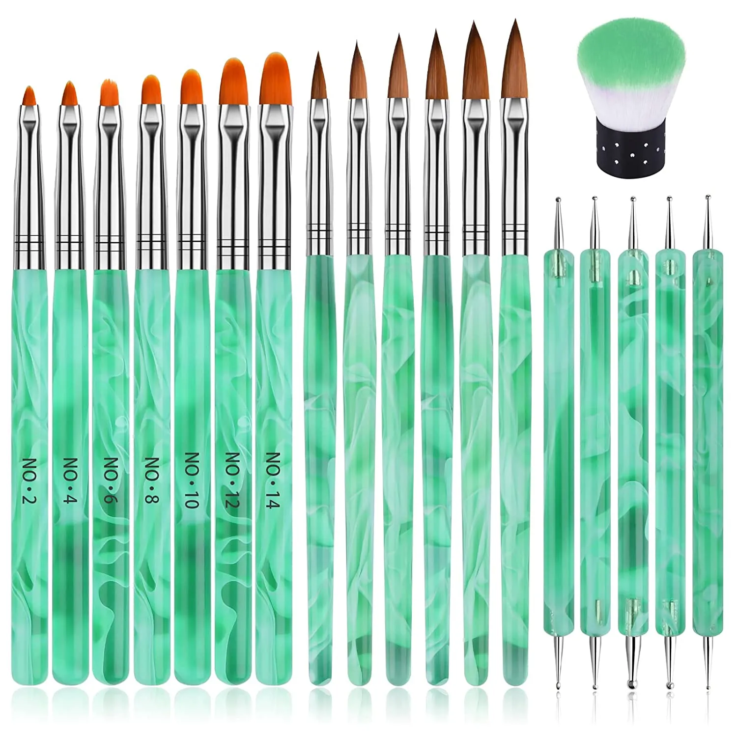 TOROKOM 19 Pcs Nail Art Brushes Acrylic Nail Brush Set for Acrylic Application, UV Gel Nail Polish Brush Nail Art Painting Brush Dotting Tool Nail Dust Remover Brushes for Nail Salon Art Tools(Purple)