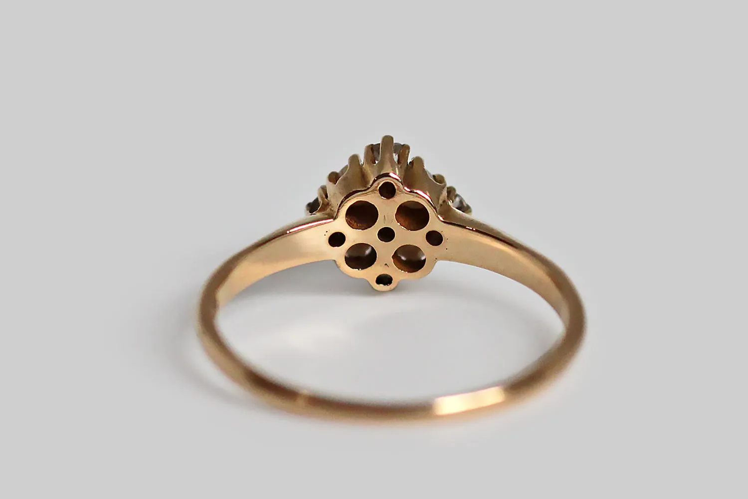 Victorian Era Diamond & Pearl Cluster Ring in 14k Gold