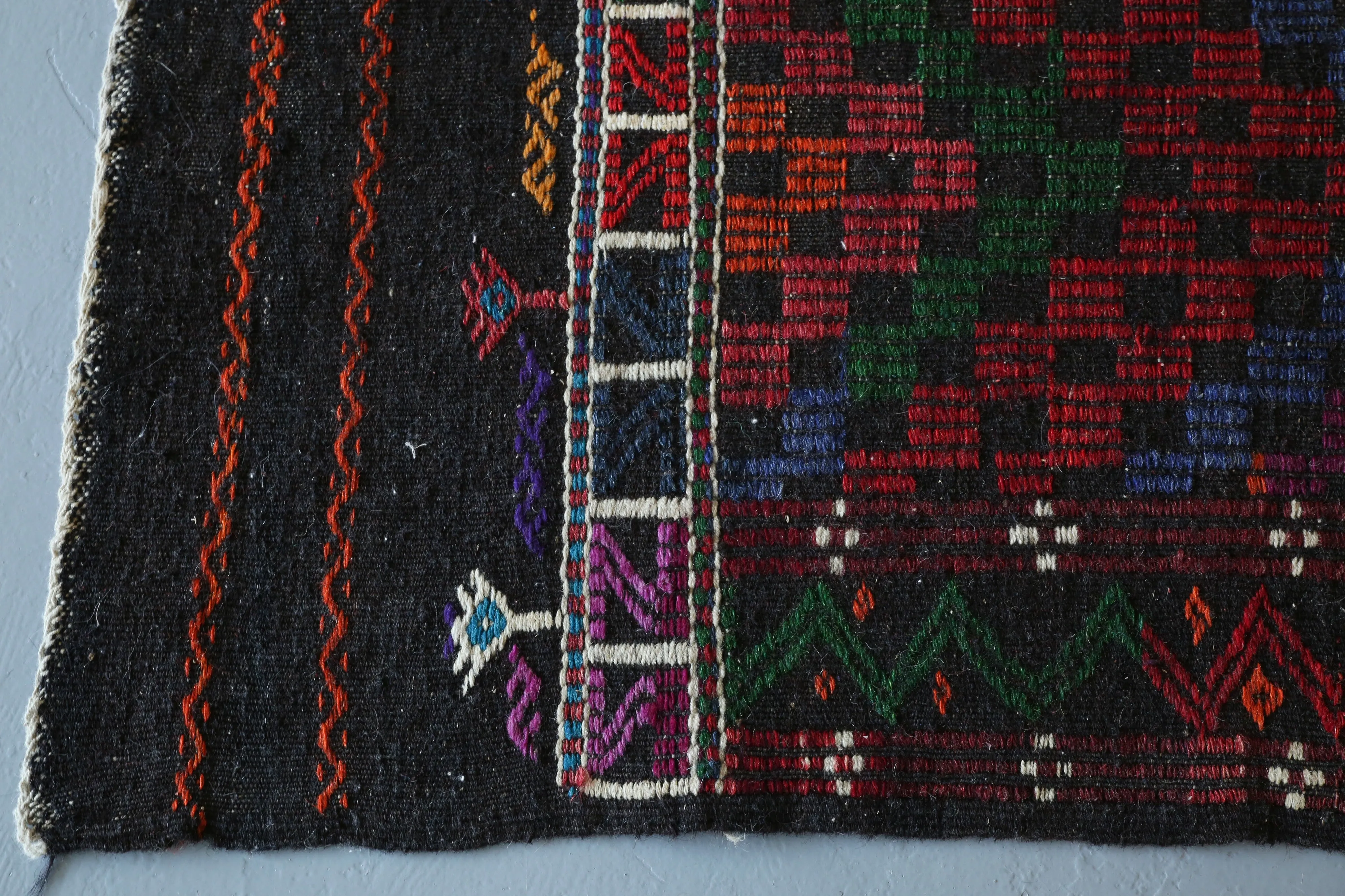 Vintage Aegean Cicim Kilim 6.9ftx8.8ft