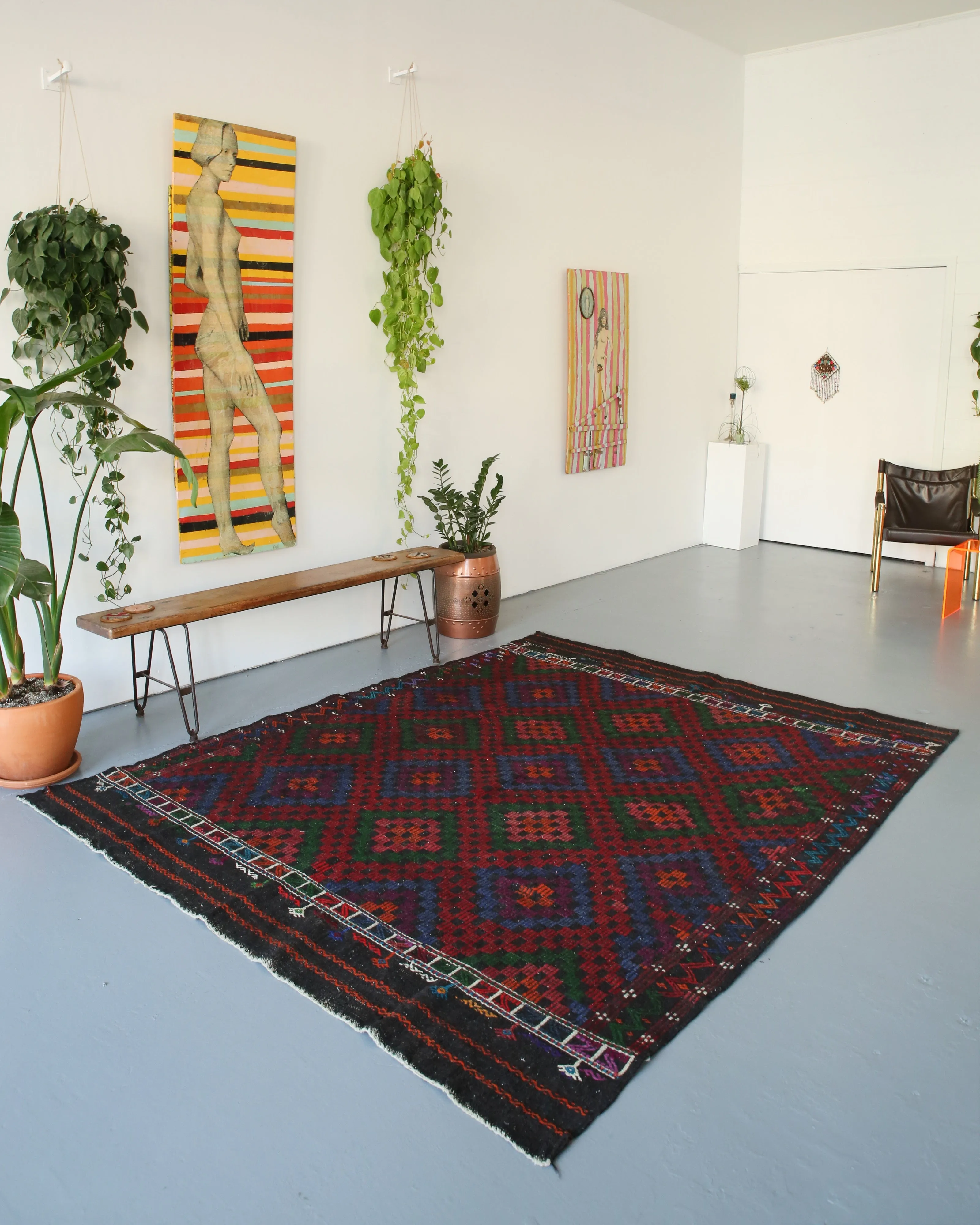 Vintage Aegean Cicim Kilim 6.9ftx8.8ft