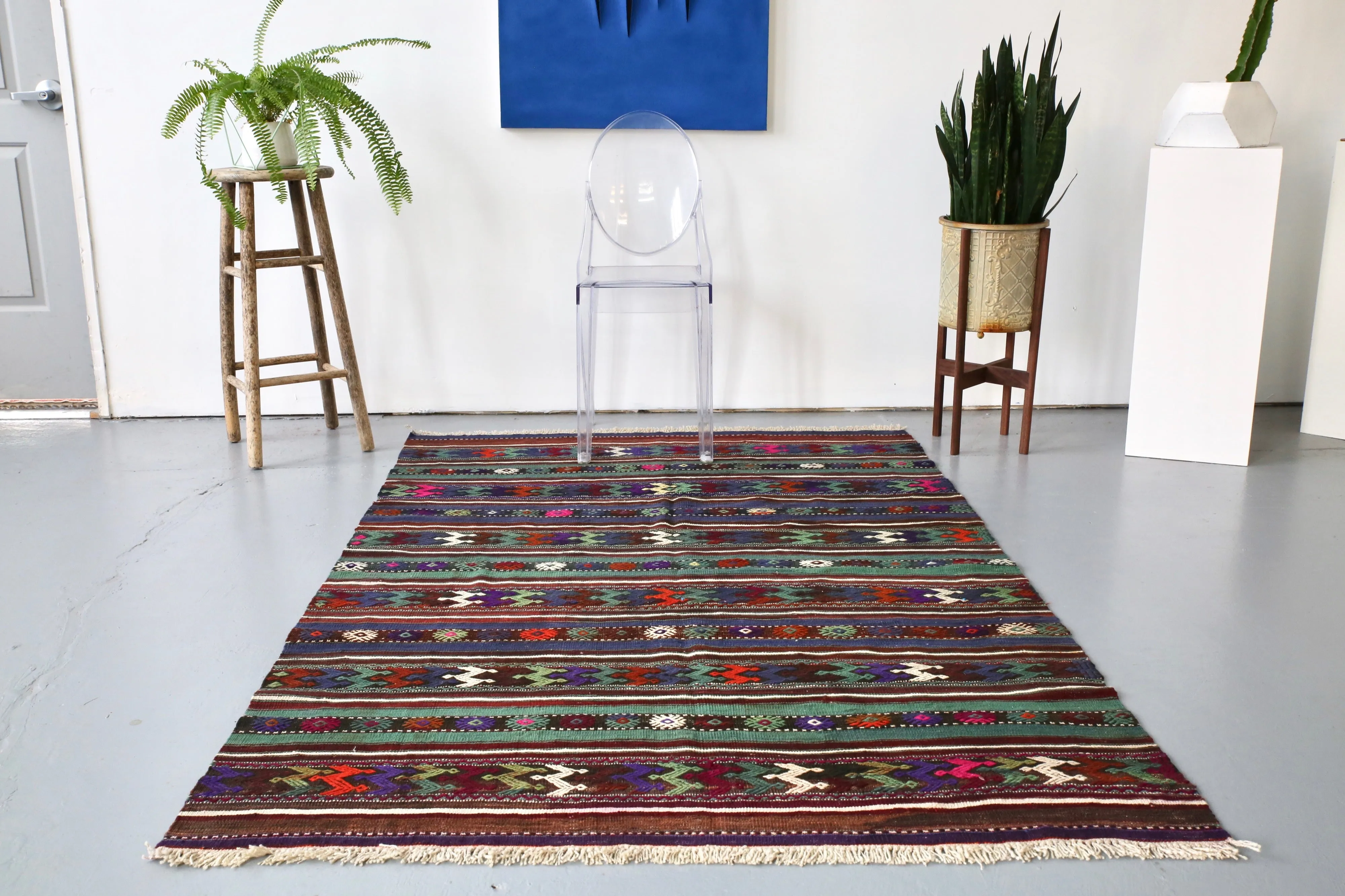 Vintage Anatolian Kilim 4.8ftx7.4ft