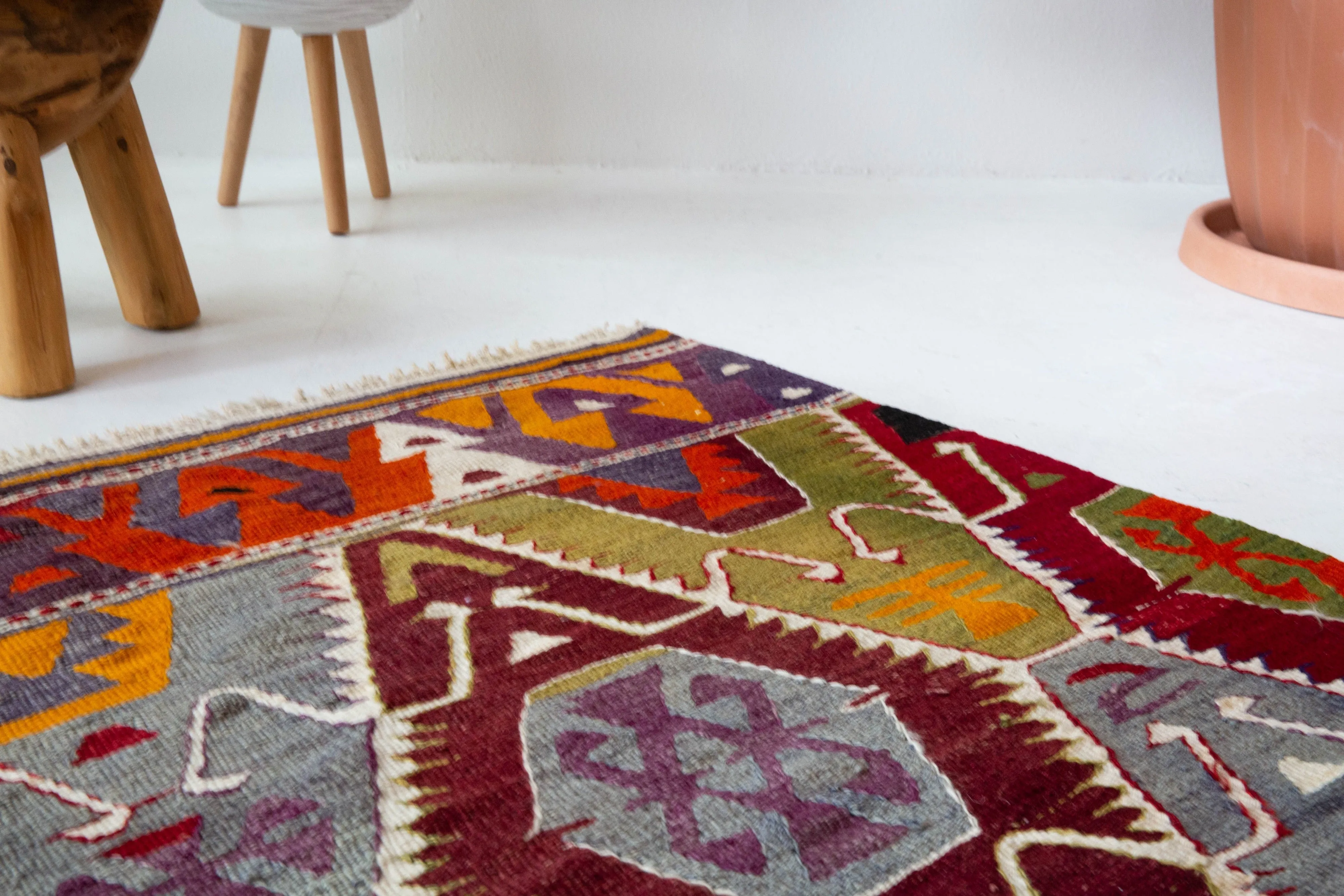 Vintage Antalya Kilim Rug 3'7"x4'9"