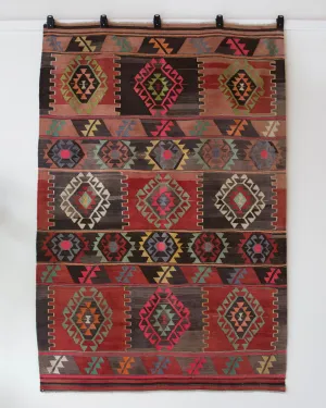 Vintage Balikesir Kilim Rug 5'7"x8'3"