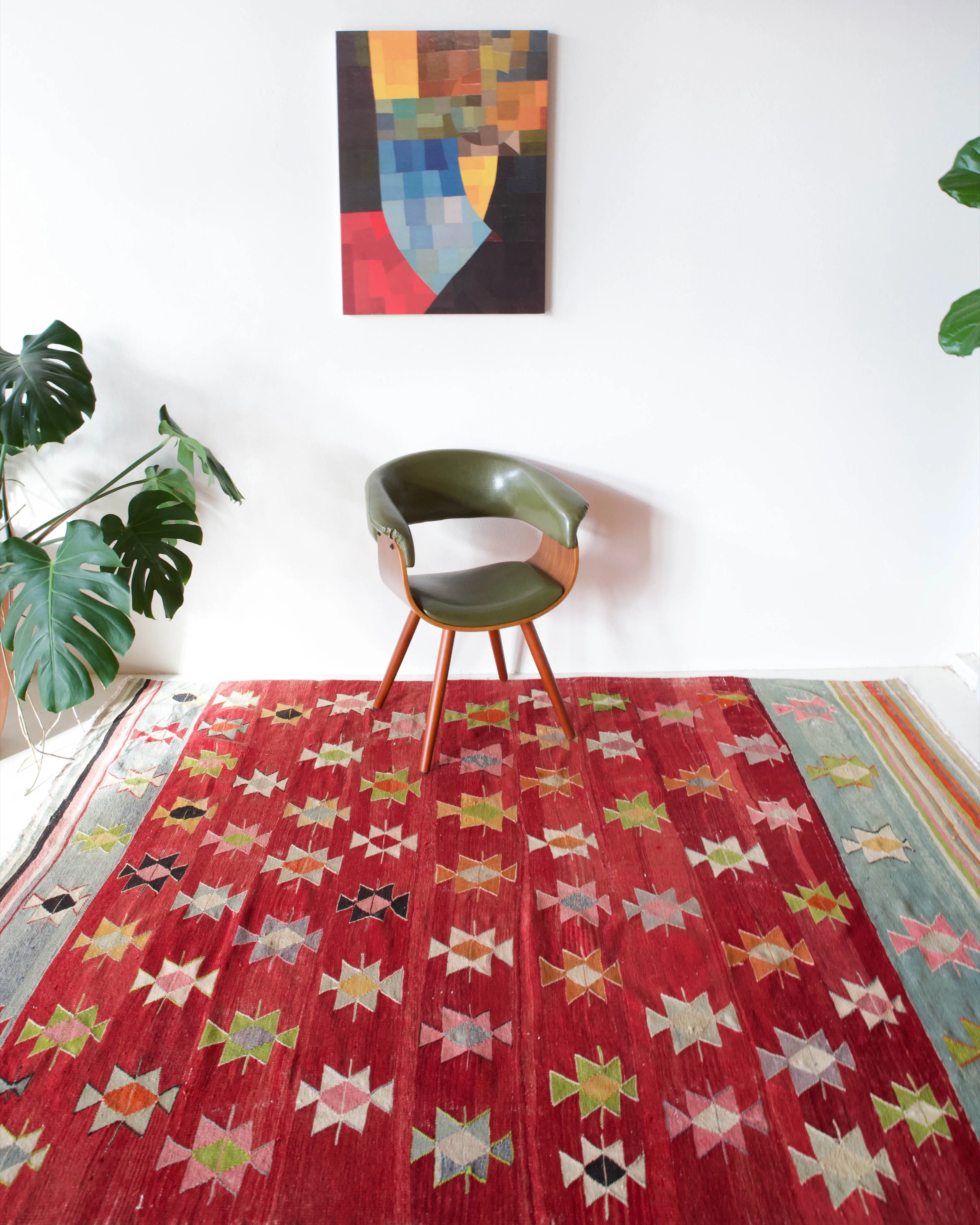 Vintage Balikesir Kilim Rug 6'6"x8'5"