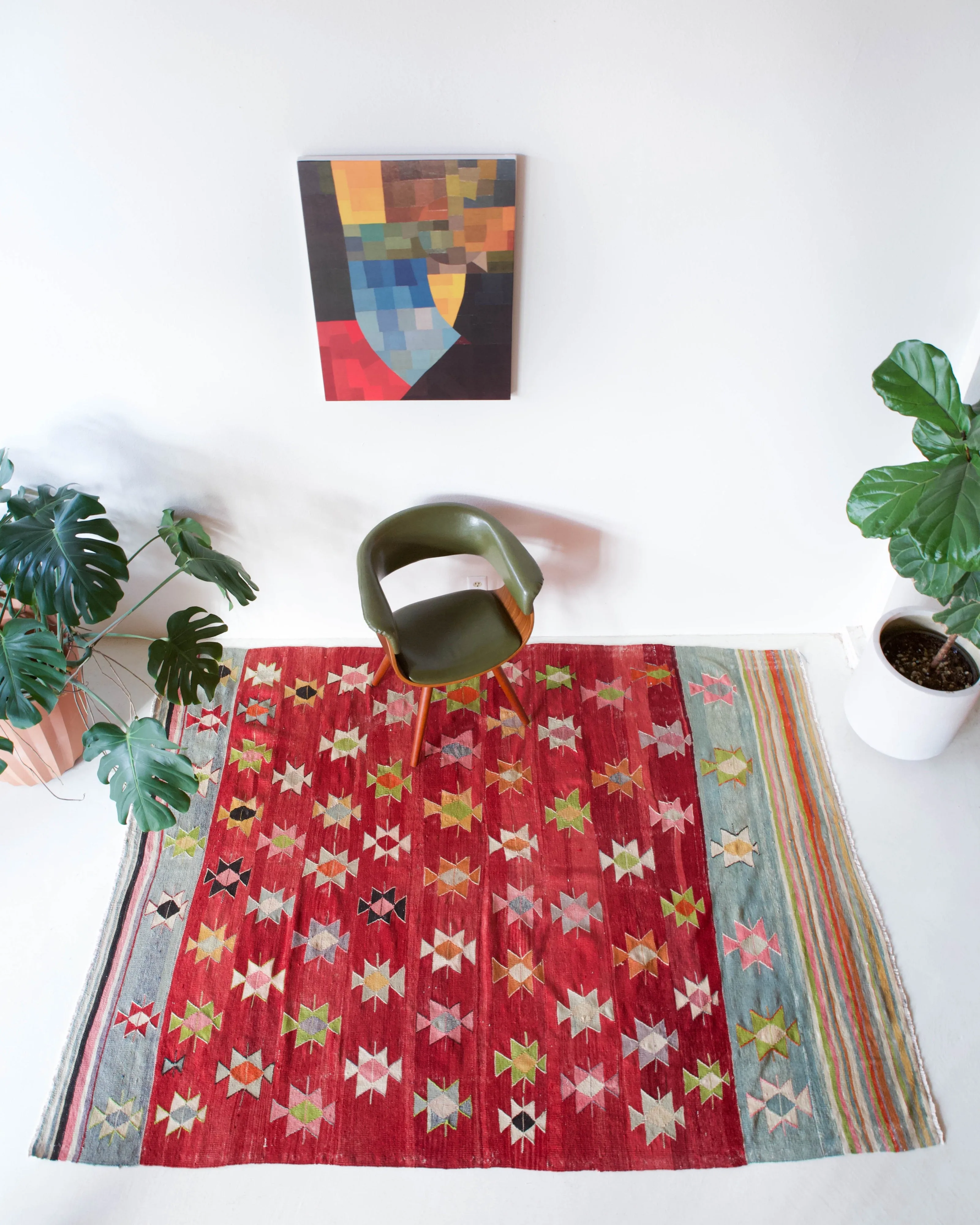 Vintage Balikesir Kilim Rug 6'6"x8'5"