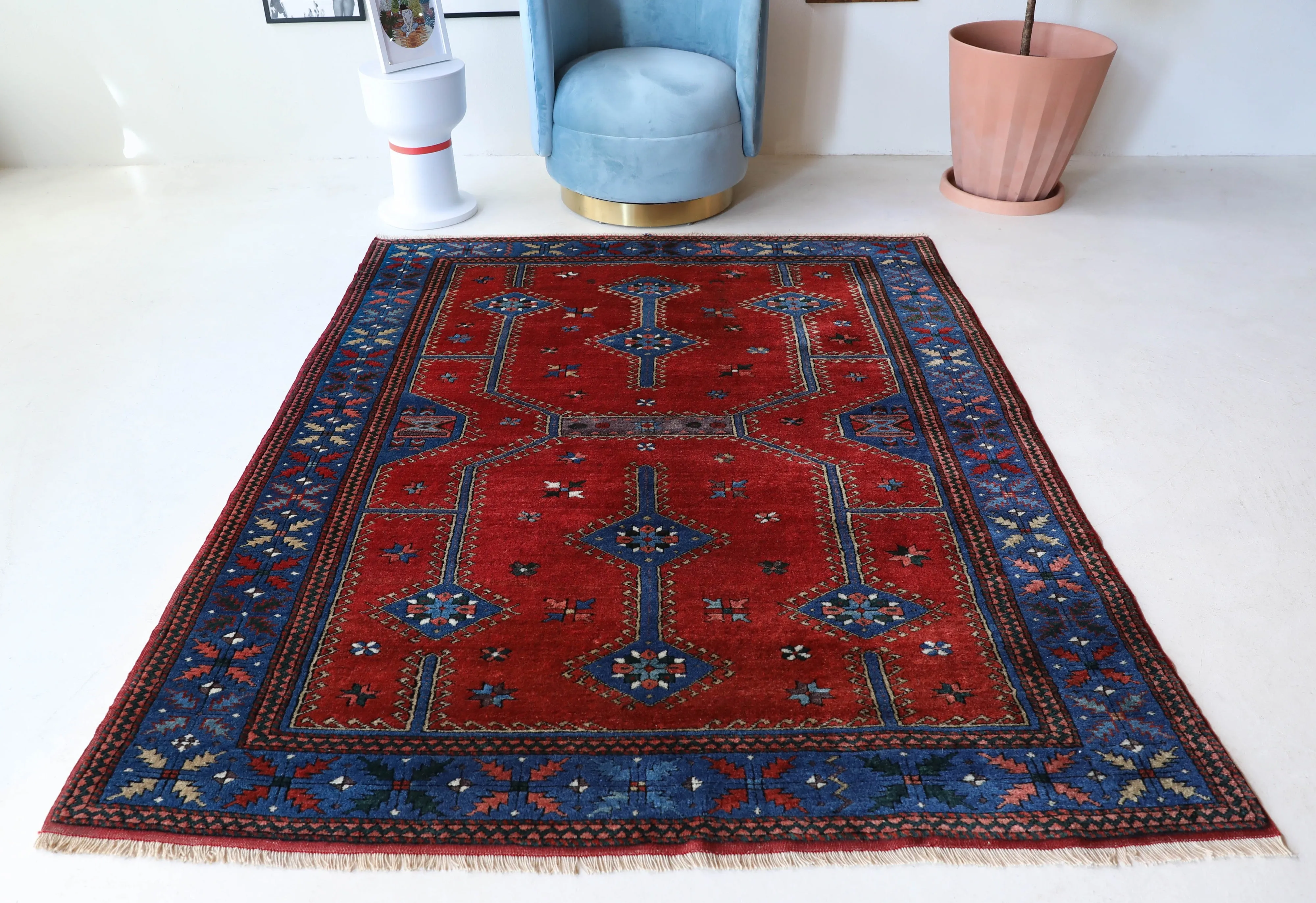 Vintage Canakkale Dobag Rug 5'6"x7'