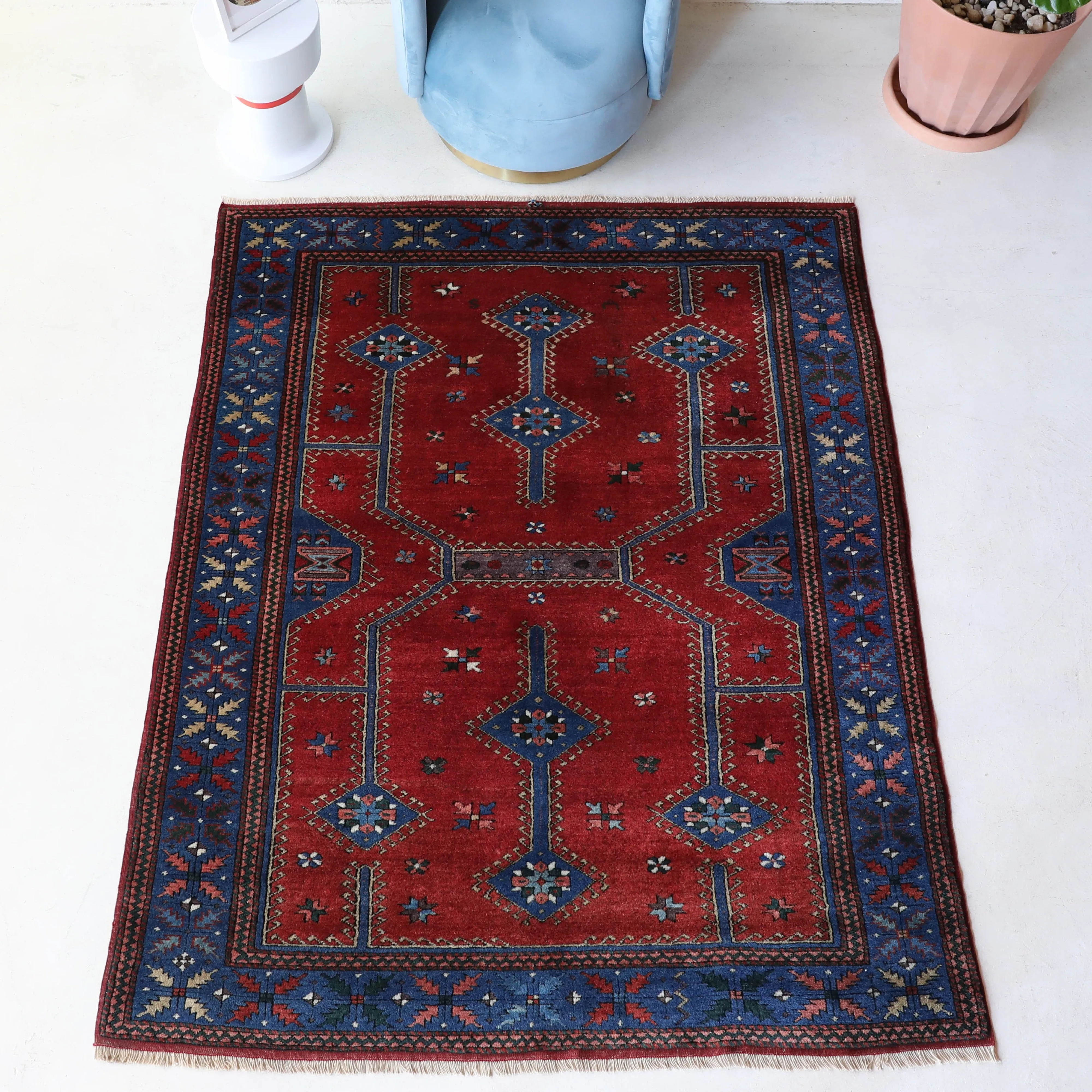 Vintage Canakkale Dobag Rug 5'6"x7'