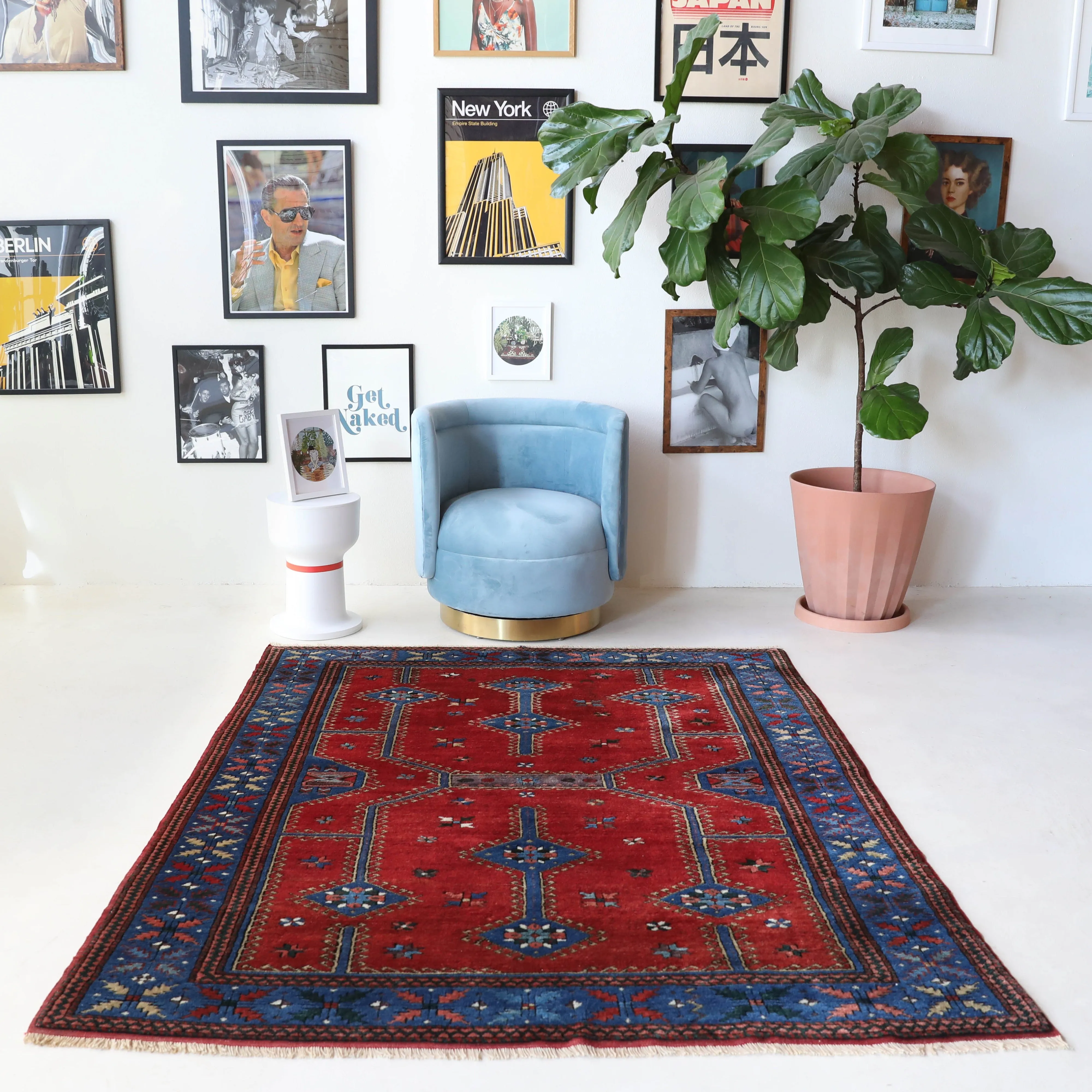 Vintage Canakkale Dobag Rug 5'6"x7'