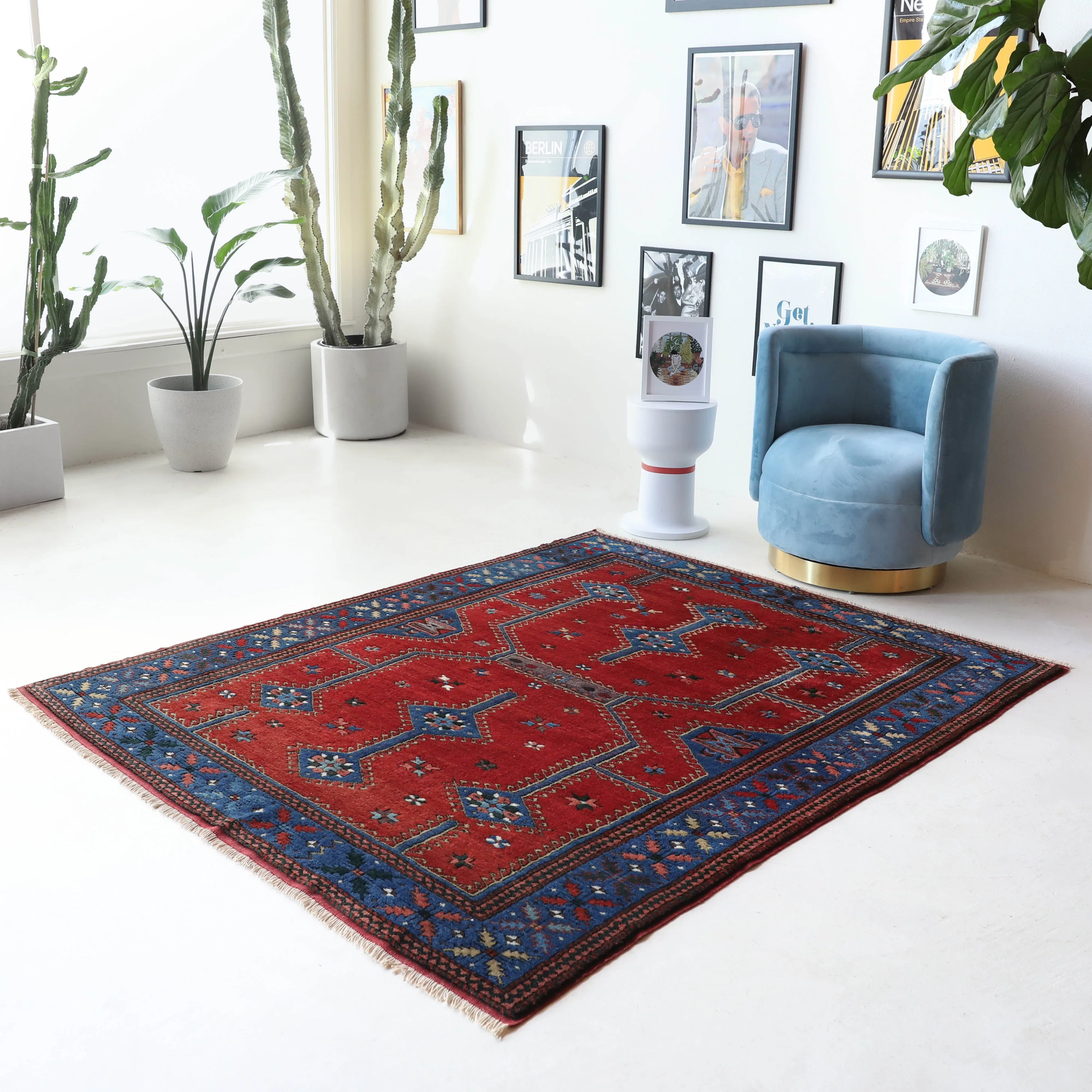 Vintage Canakkale Dobag Rug 5'6"x7'