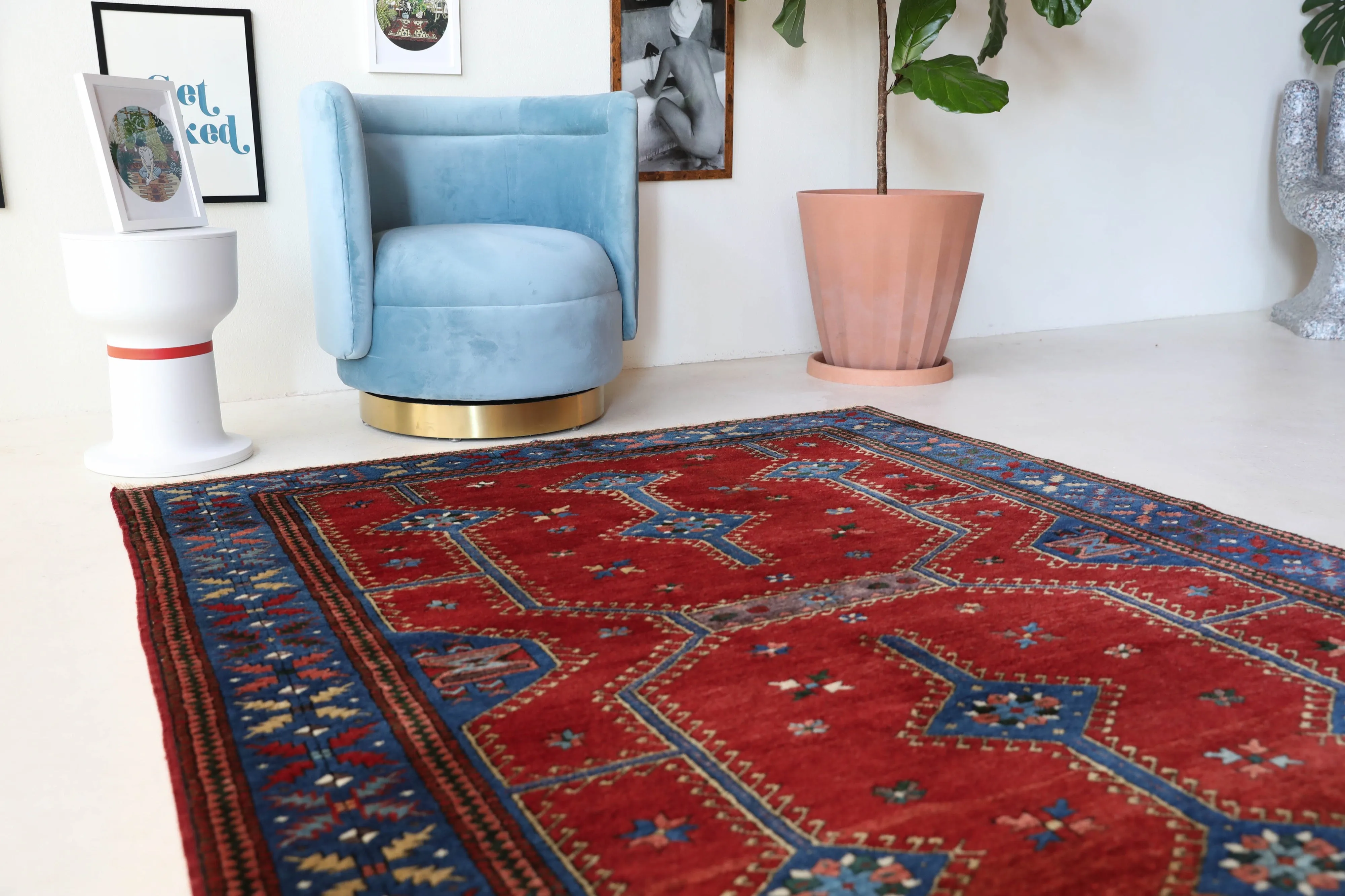 Vintage Canakkale Dobag Rug 5'6"x7'