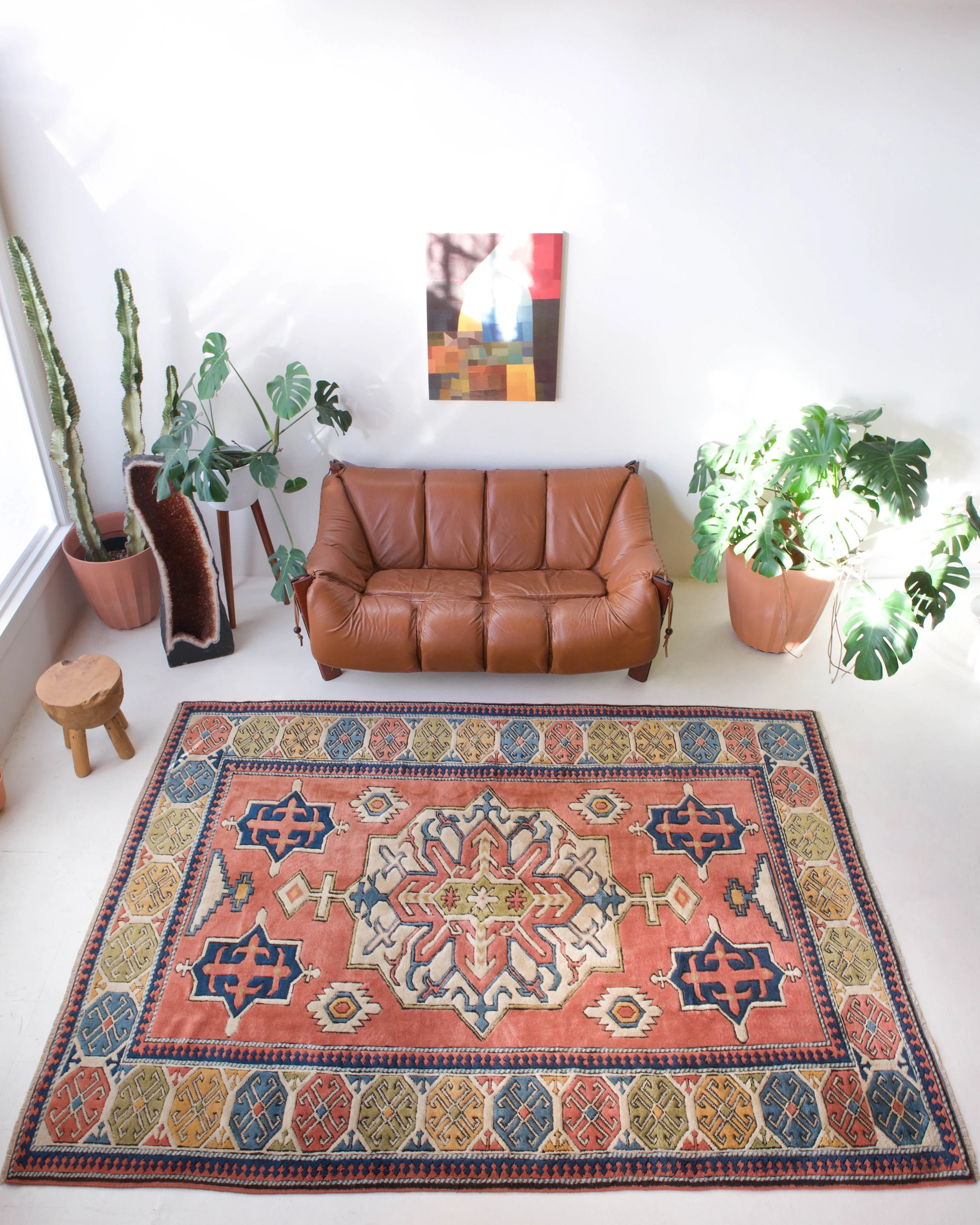 Vintage Caucasian style central Anatolian Rug 7'5"x9'9"