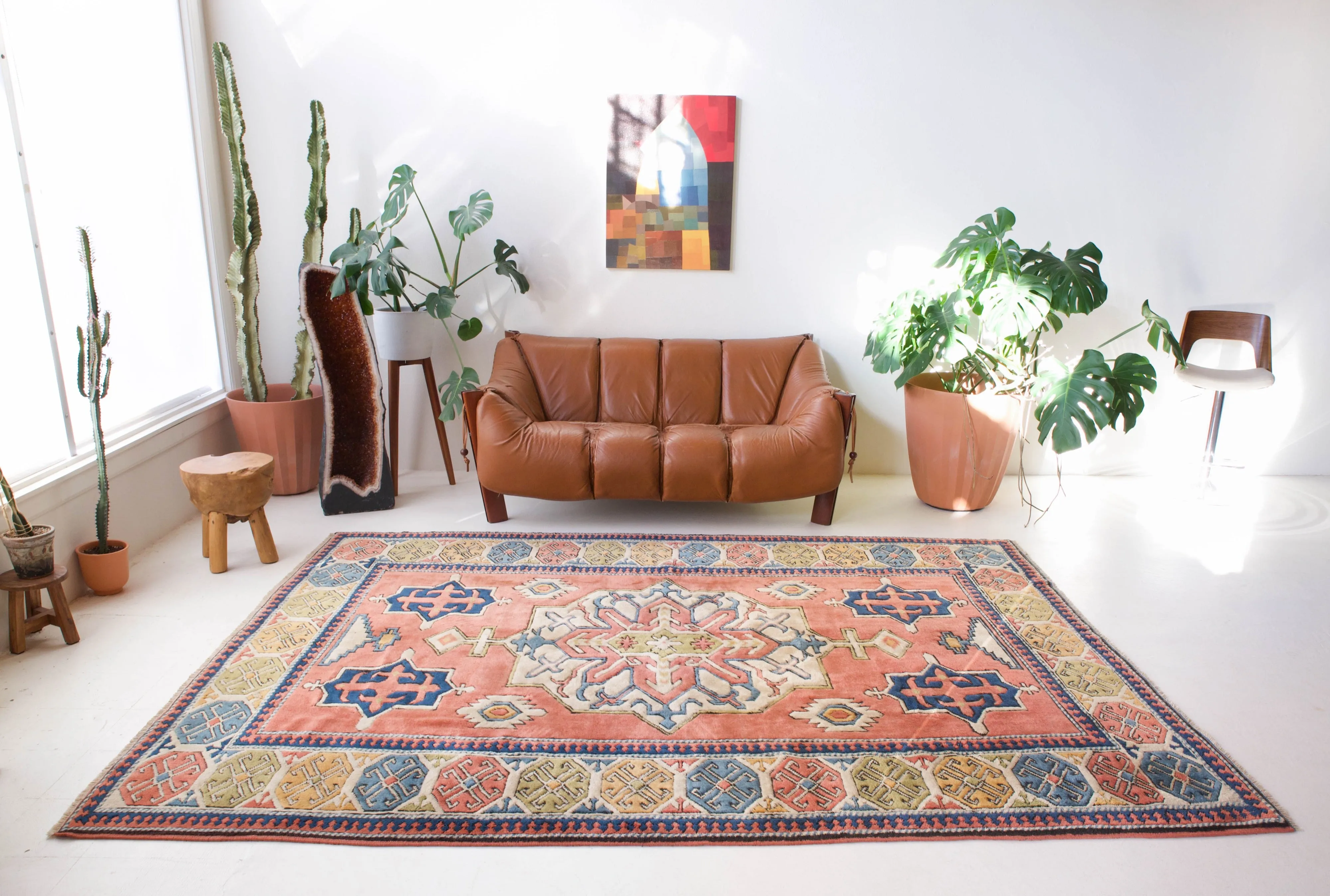 Vintage Caucasian style central Anatolian Rug 7'5"x9'9"
