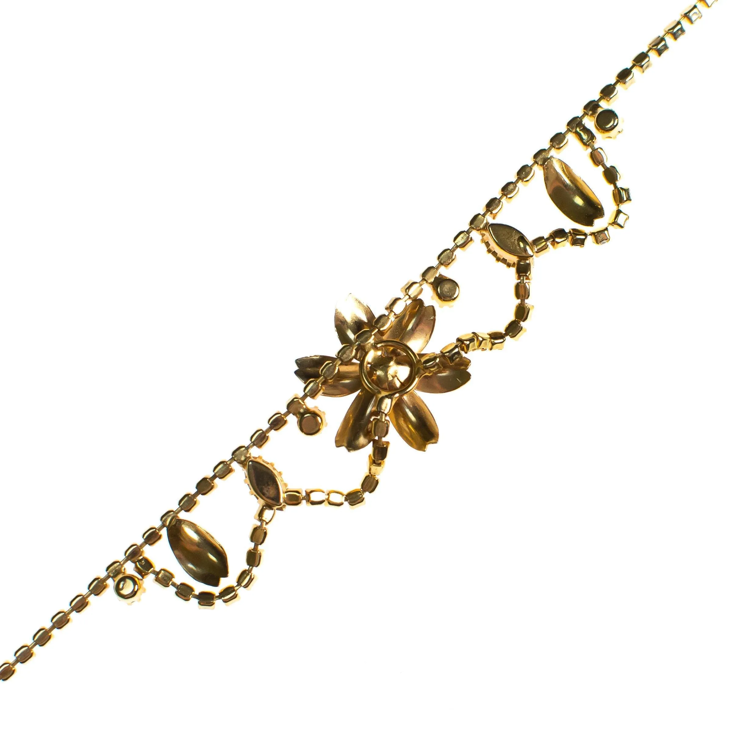 Vintage Flower Necklace with Rhinestones