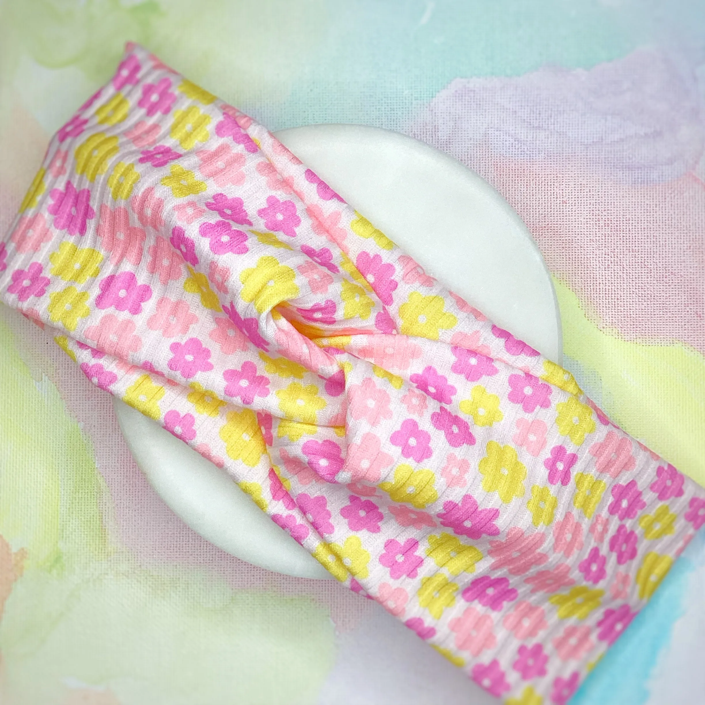 Vintage Flower Power Bow Strip, Baby Headwrap, Headband and Scrunchie Collection