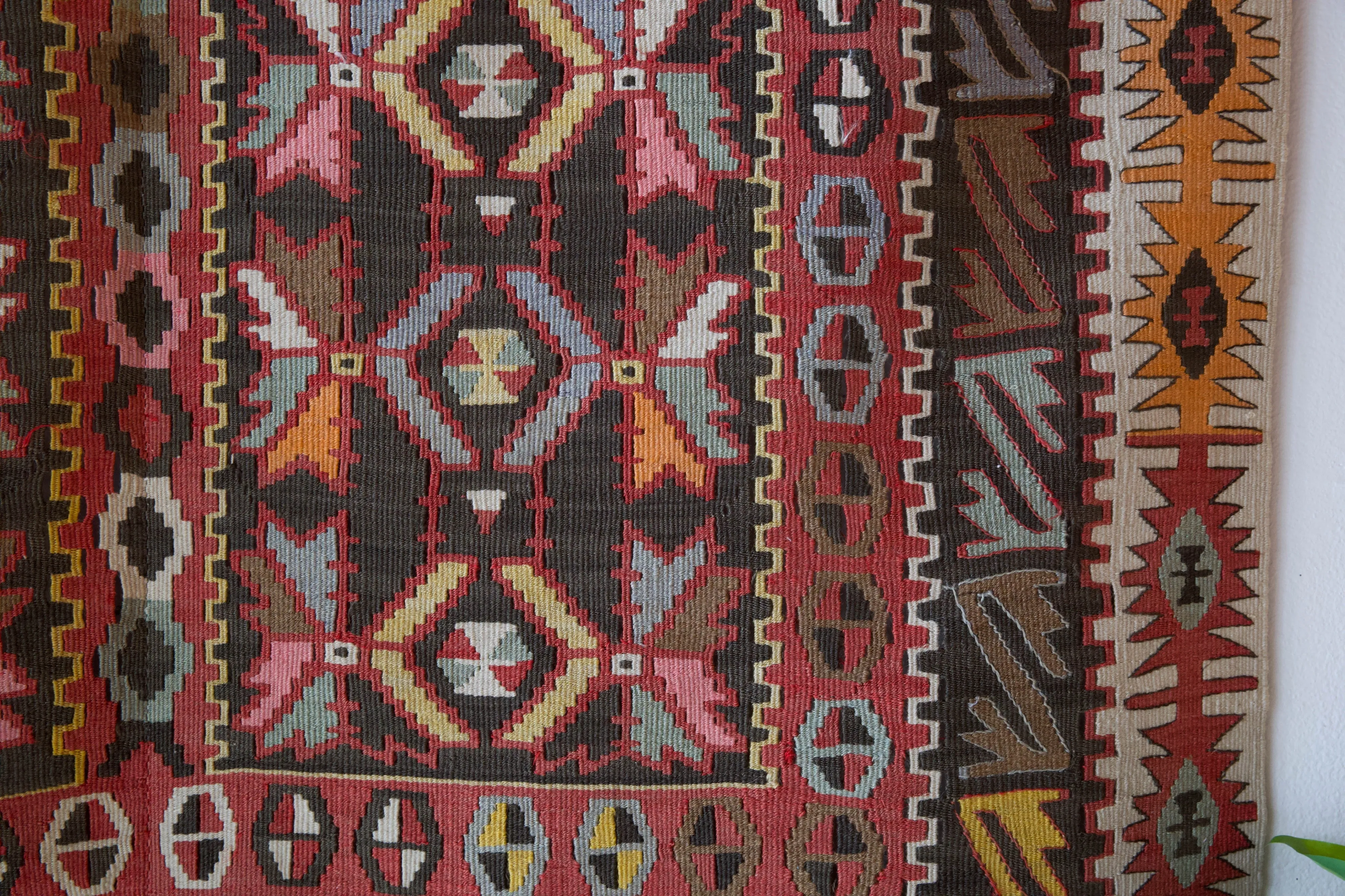 Vintage Kayseri Avsar Kilim Rug 4'8"x9'8"