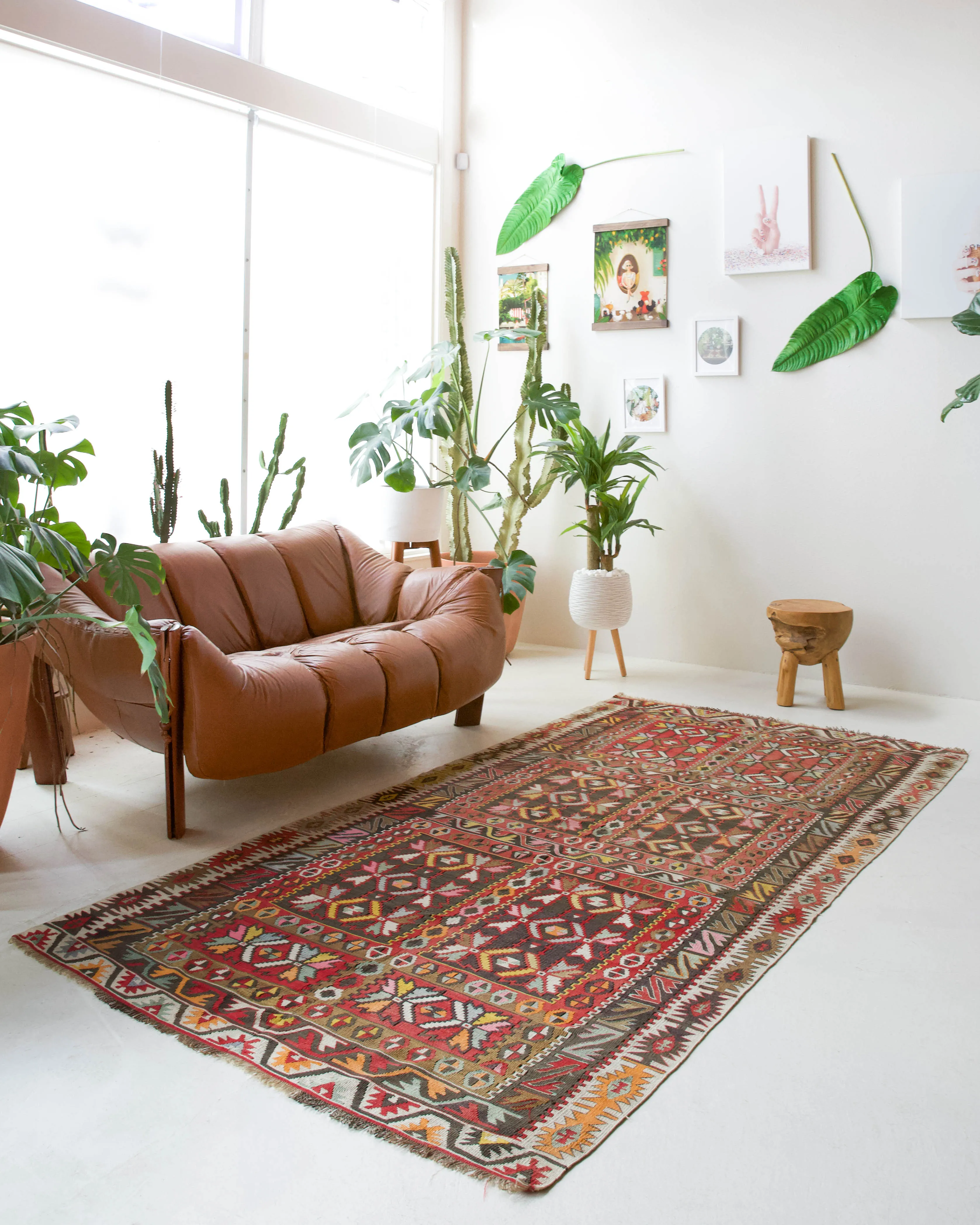 Vintage Kayseri Avsar Kilim Rug 4'8"x9'8"