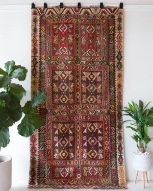 Vintage Kayseri Avsar Kilim Rug 4'8"x9'8"