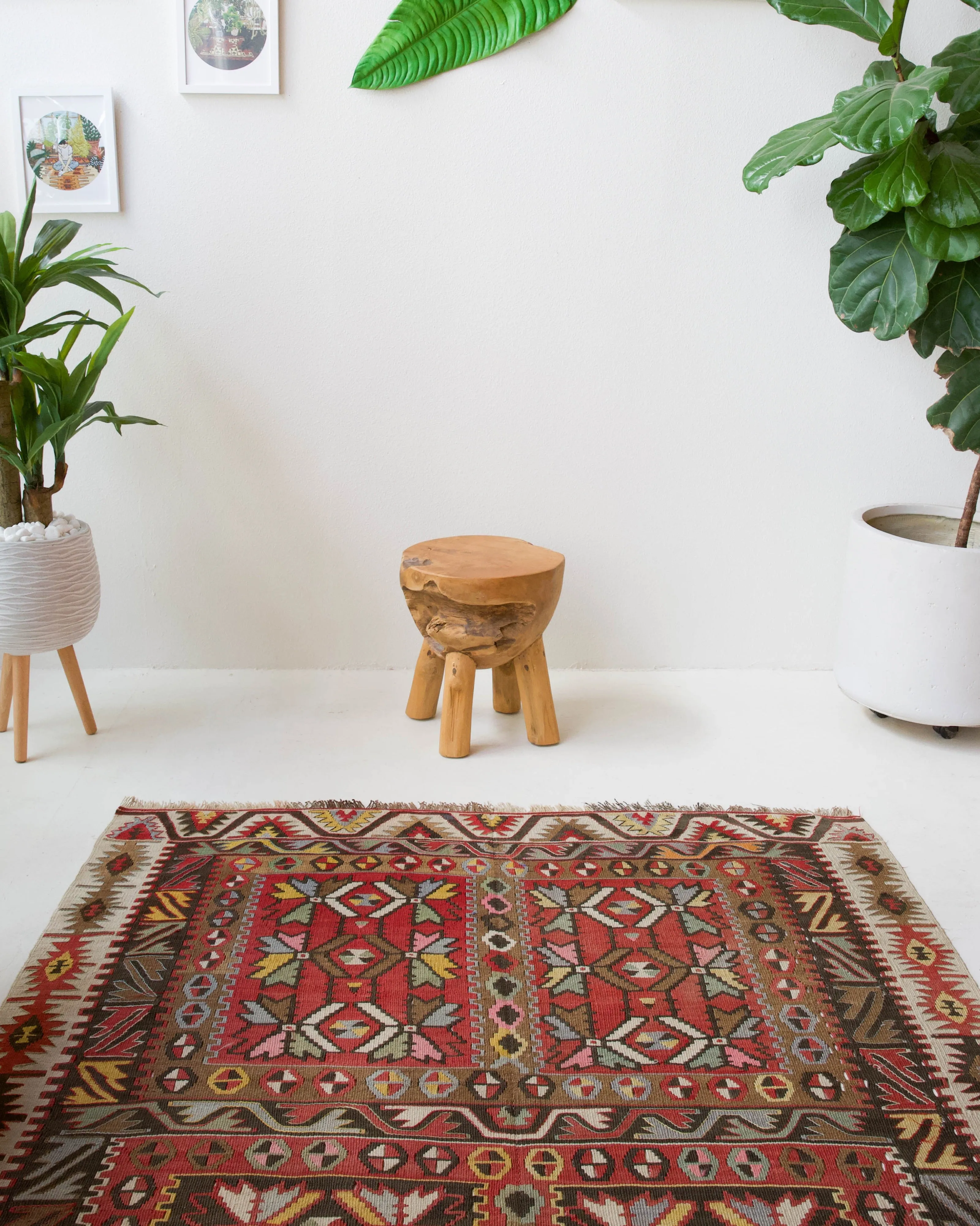 Vintage Kayseri Avsar Kilim Rug 4'8"x9'8"