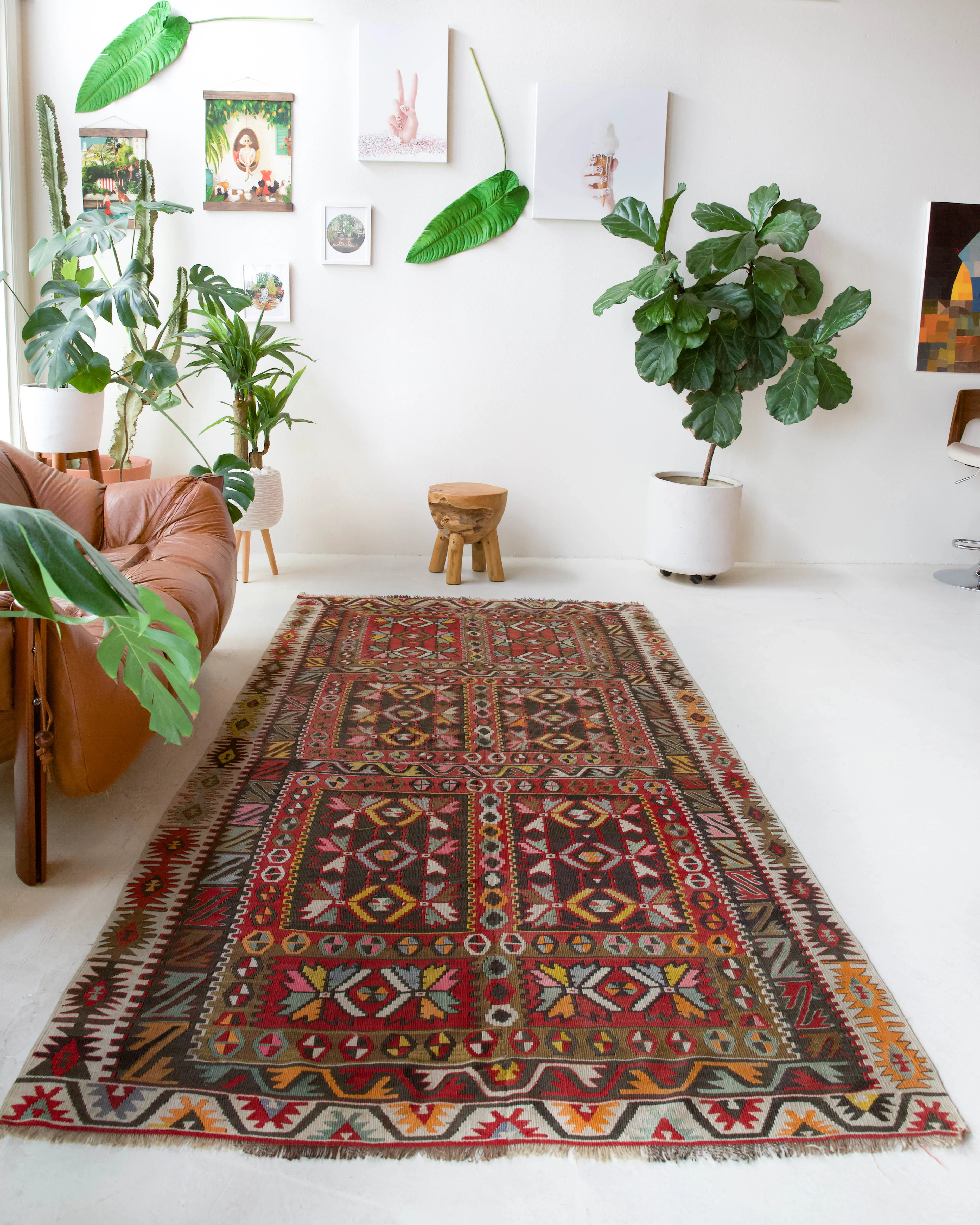 Vintage Kayseri Avsar Kilim Rug 4'8"x9'8"