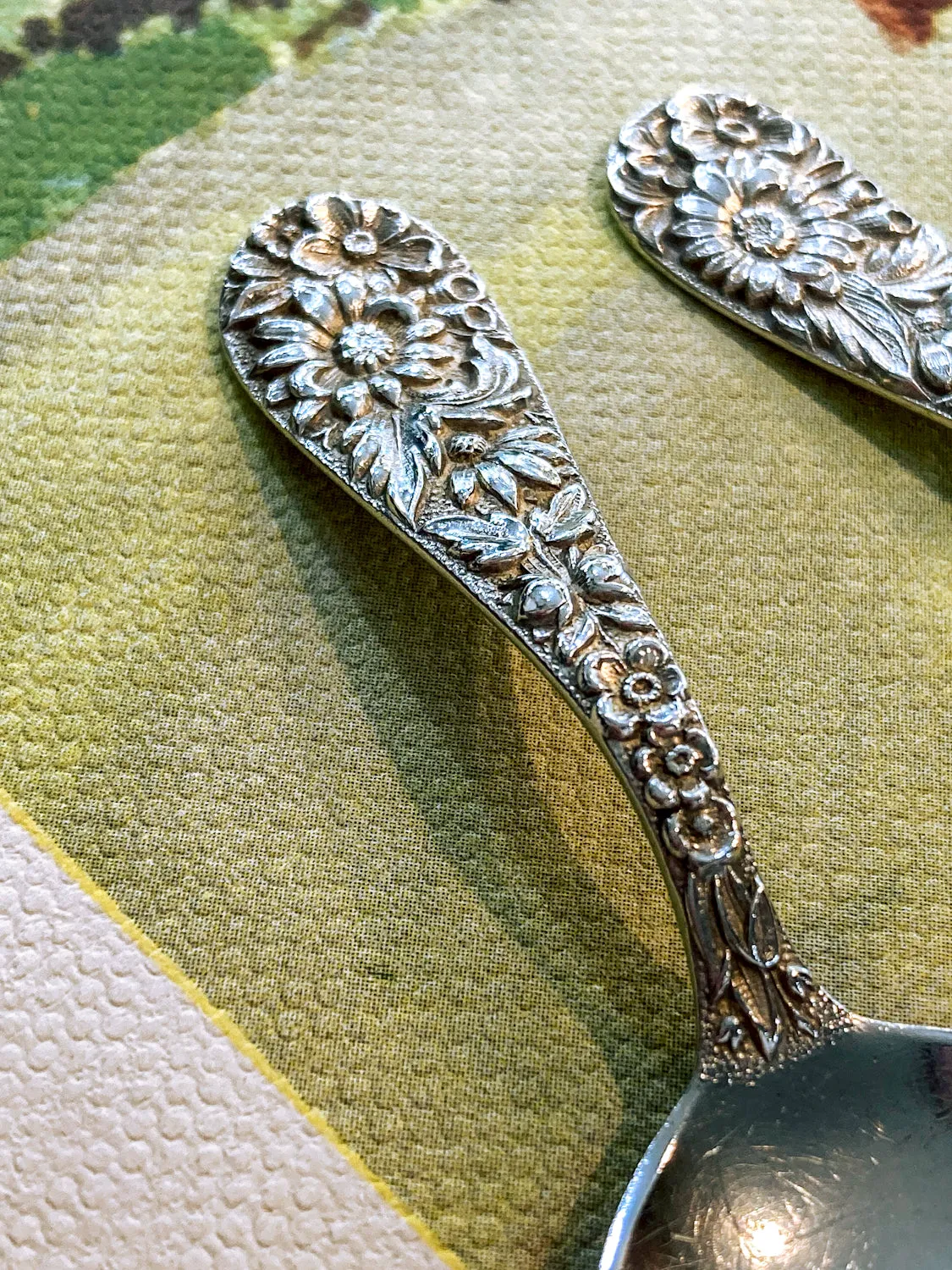 Vintage Kirk & Son Sterling Silver Floral Handle Baby Spoon Fork Set