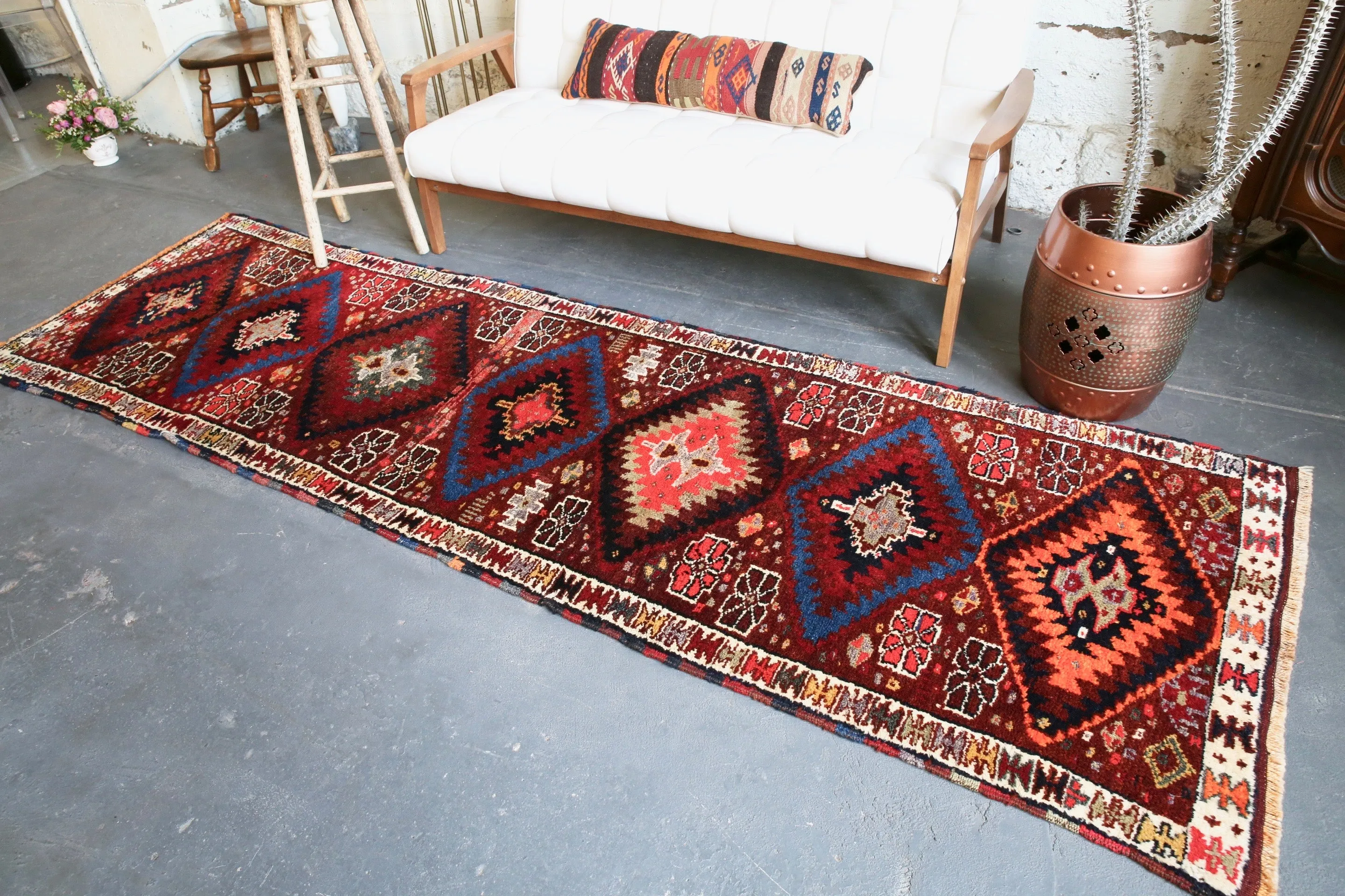Vintage Kurdish Herki Runner 3.2ftx14ft