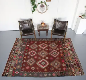 Vintage Milas Kilim 6ftx8.5ft
