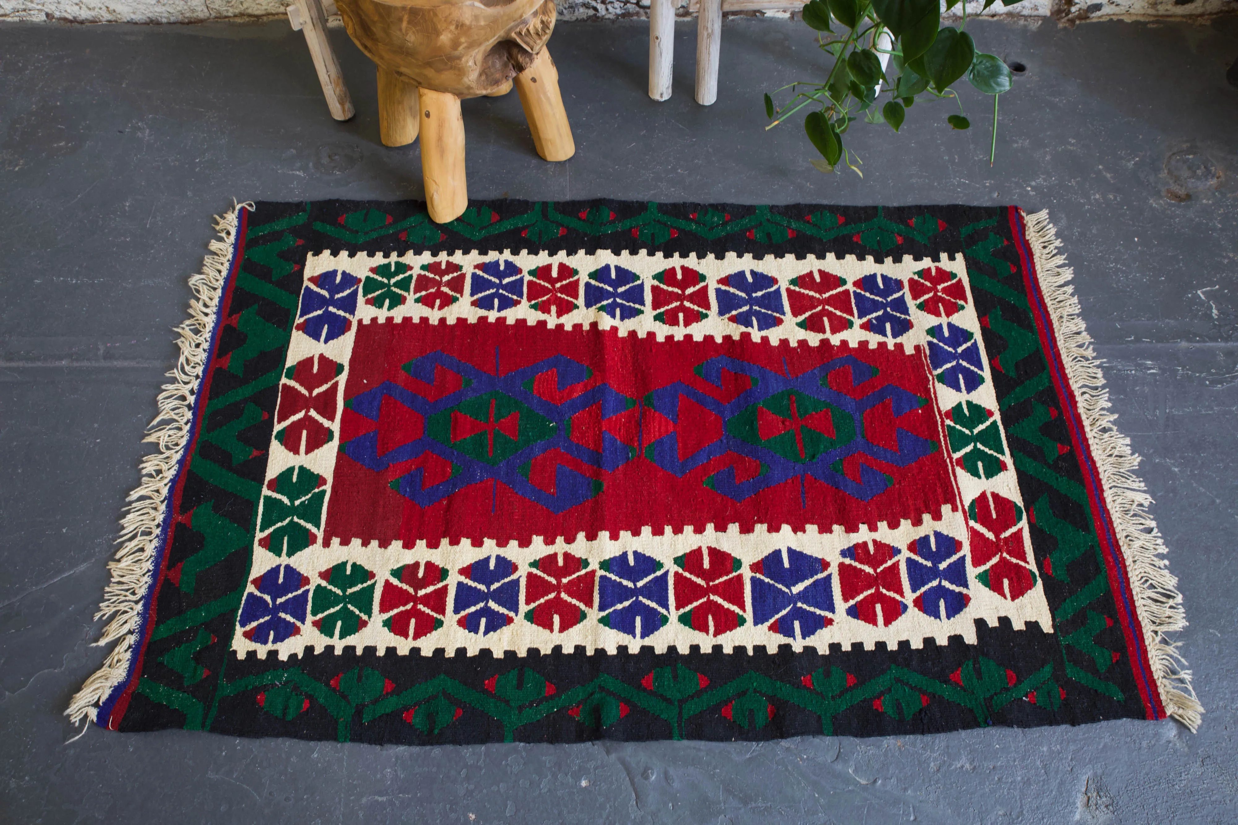 Vintage Mini Turkish Kilim Rug 2'11"x4'8"