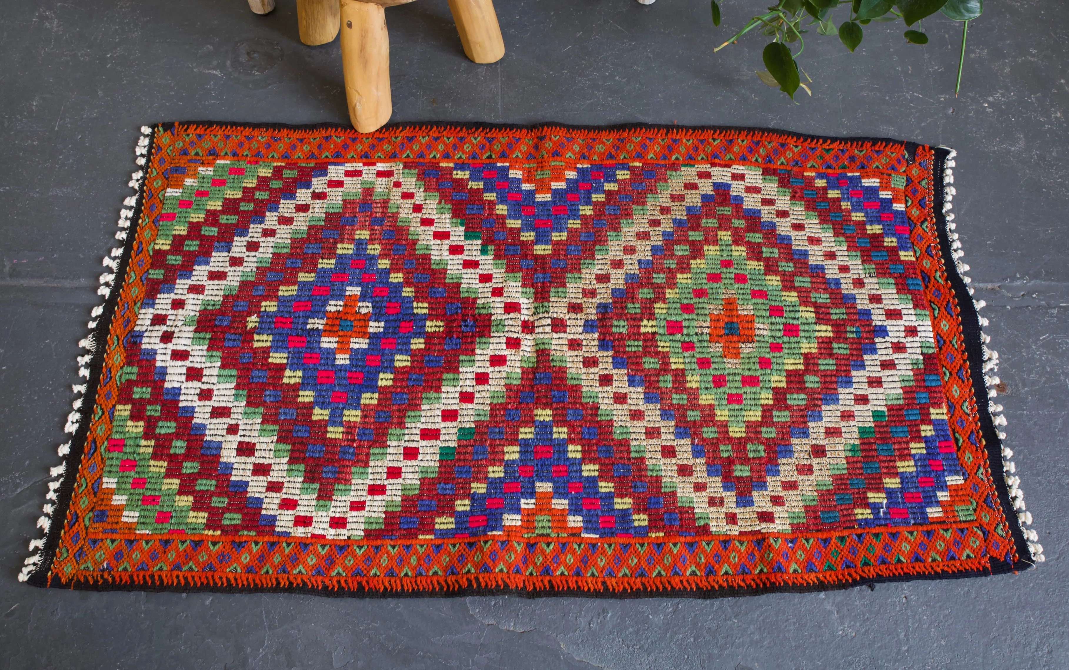 Vintage Mini Turkish Kilim Rug 2'4"x4'2"