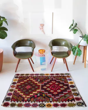 Vintage Mini Turkish Kilim Rug 3'4"x4'9"
