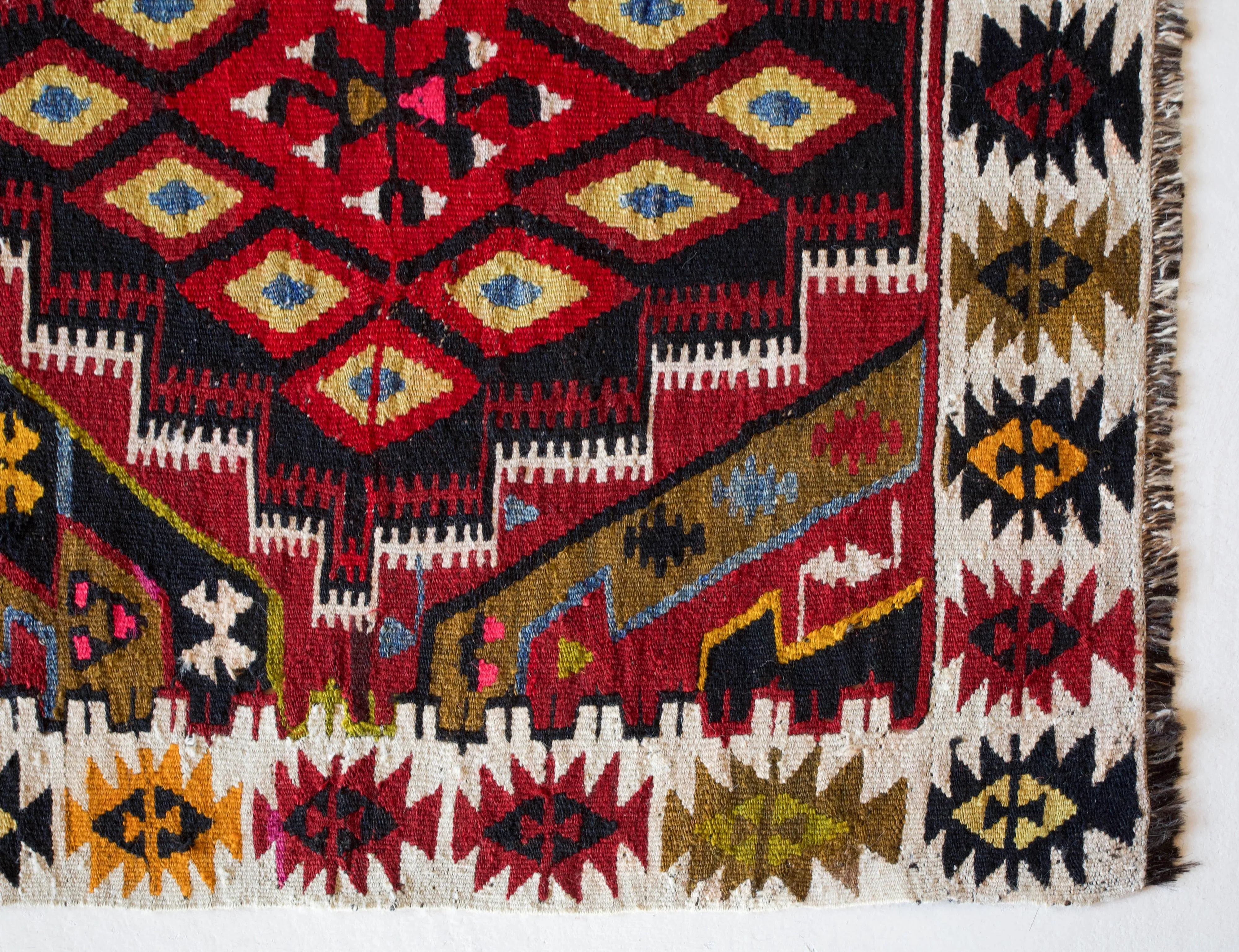 Vintage Mini Turkish Kilim Rug 3'4"x4'9"