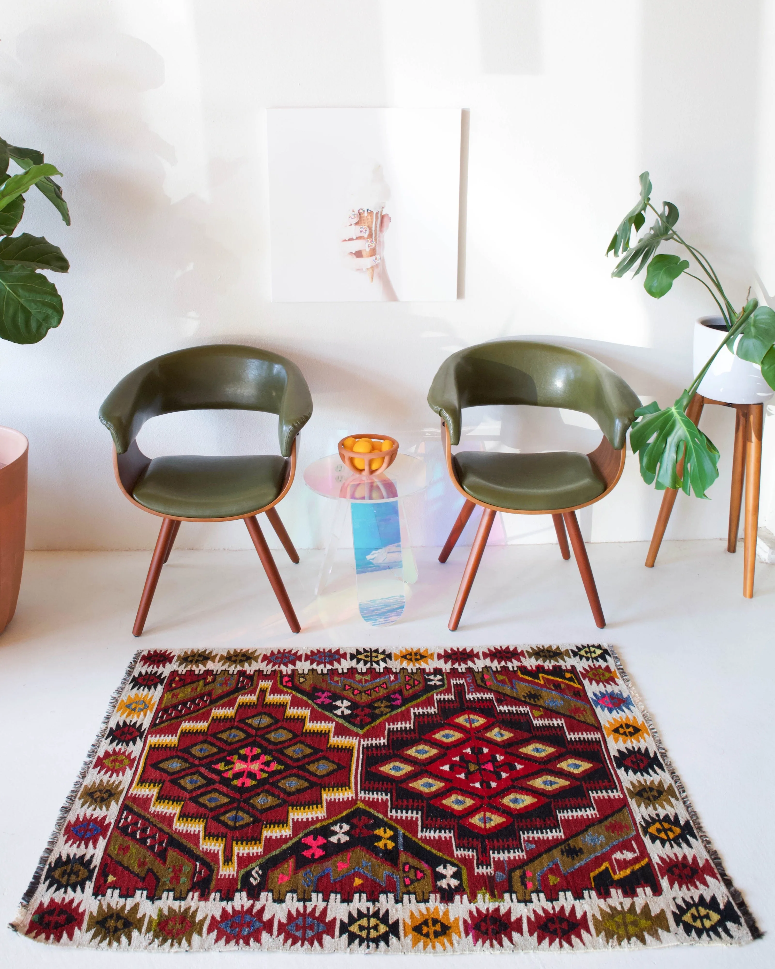 Vintage Mini Turkish Kilim Rug 3'4"x4'9"
