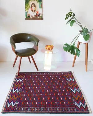 Vintage Mini Turkish Kilim Rug 3'9"x4'3"